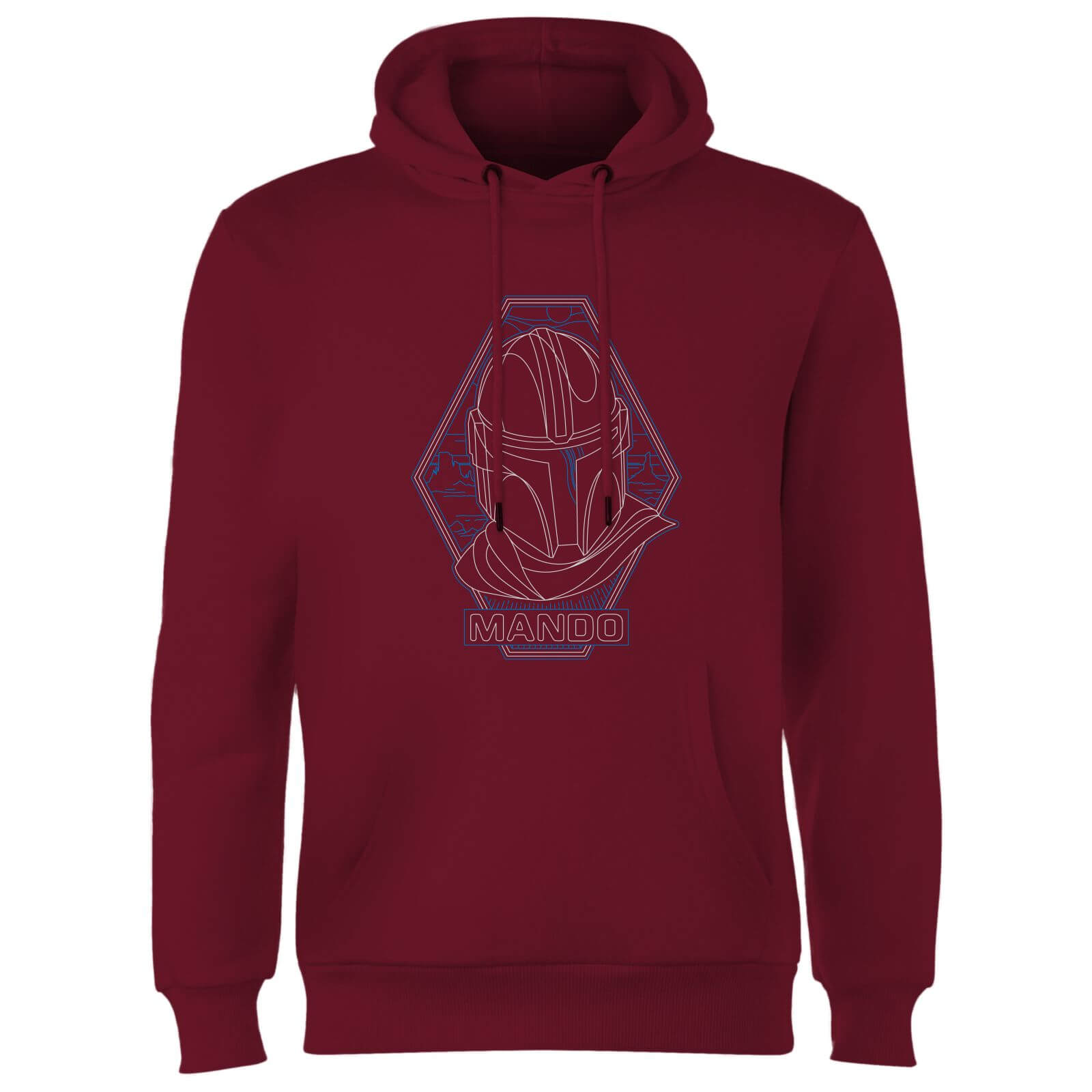 Star Wars The Mandalorian Mando Line Art Badge Hoodie - Burgundy - M
