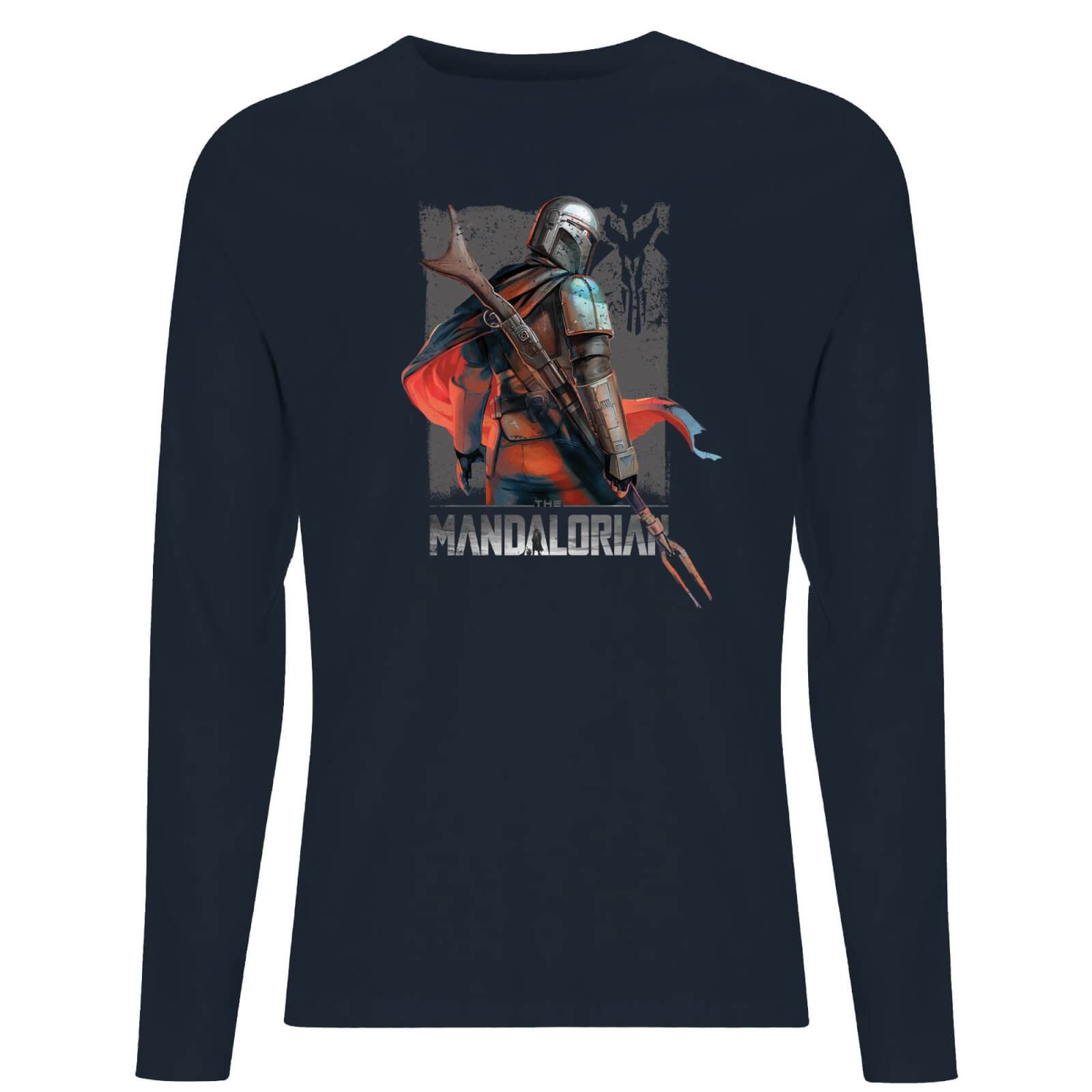 Star Wars The Mandalorian Colour Edit Men's Long Sleeve T-Shirt - Navy - M