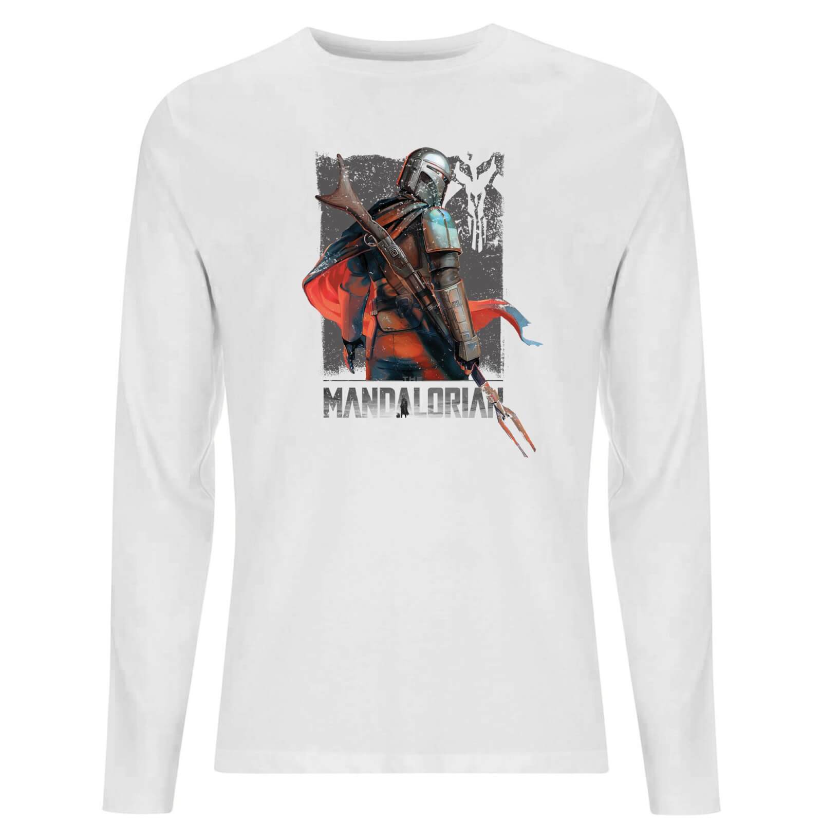 Star Wars The Mandalorian Colour Edit Men's Long Sleeve T-Shirt - White - XL