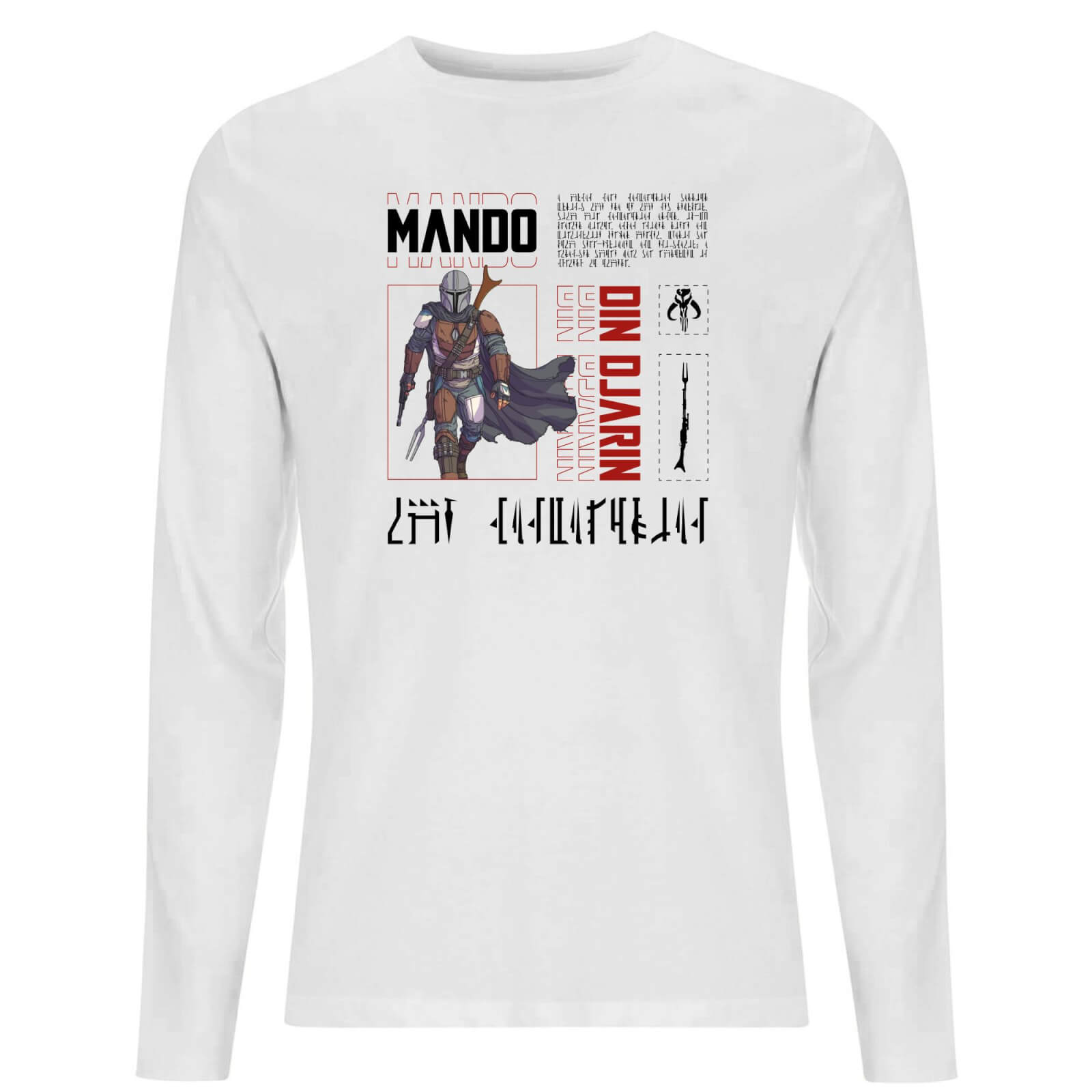 Star Wars The Mandalorian Biography Men's Long Sleeve T-Shirt - White - XXL