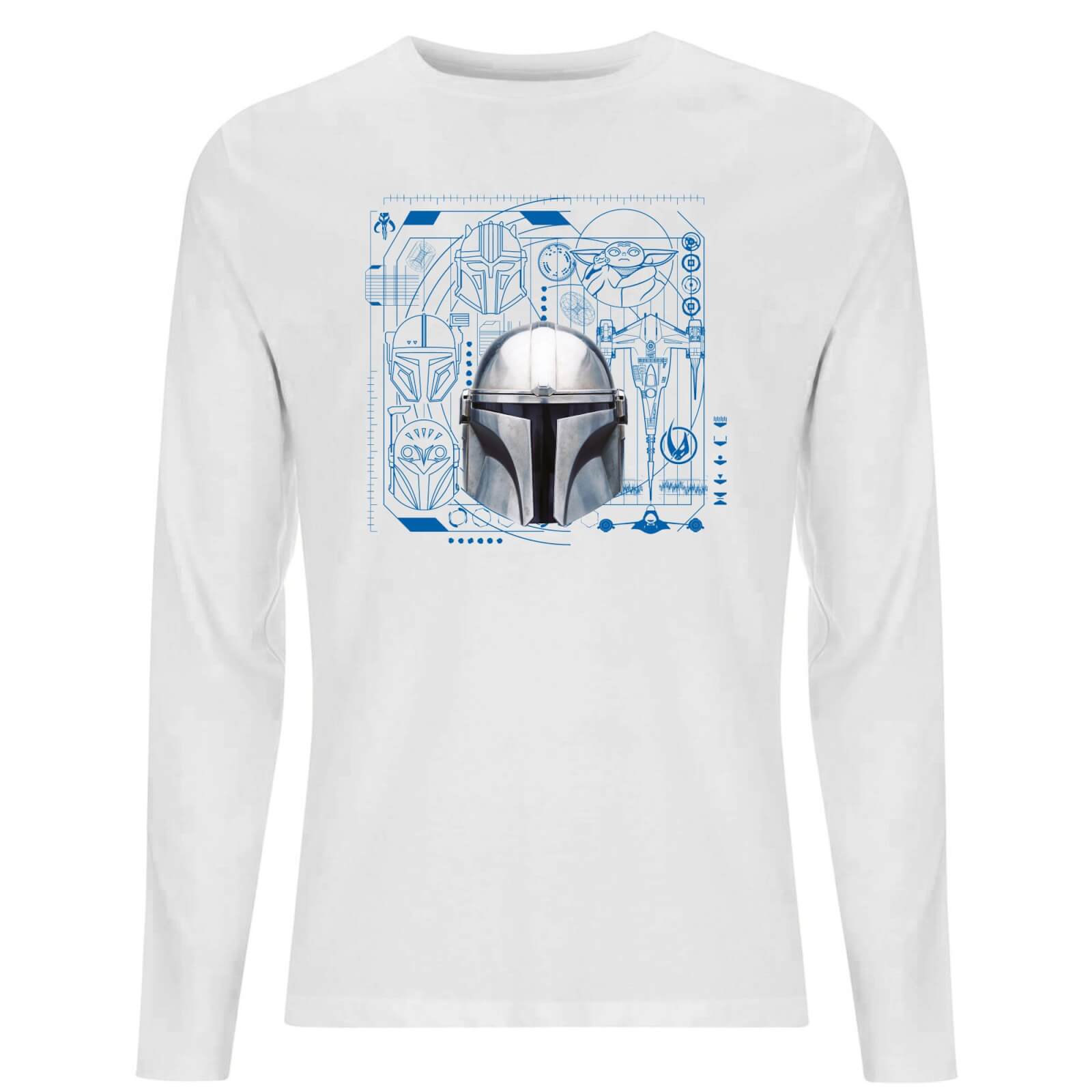Star Wars The Mandalorian Schematics Men's Long Sleeve T-Shirt - White - S