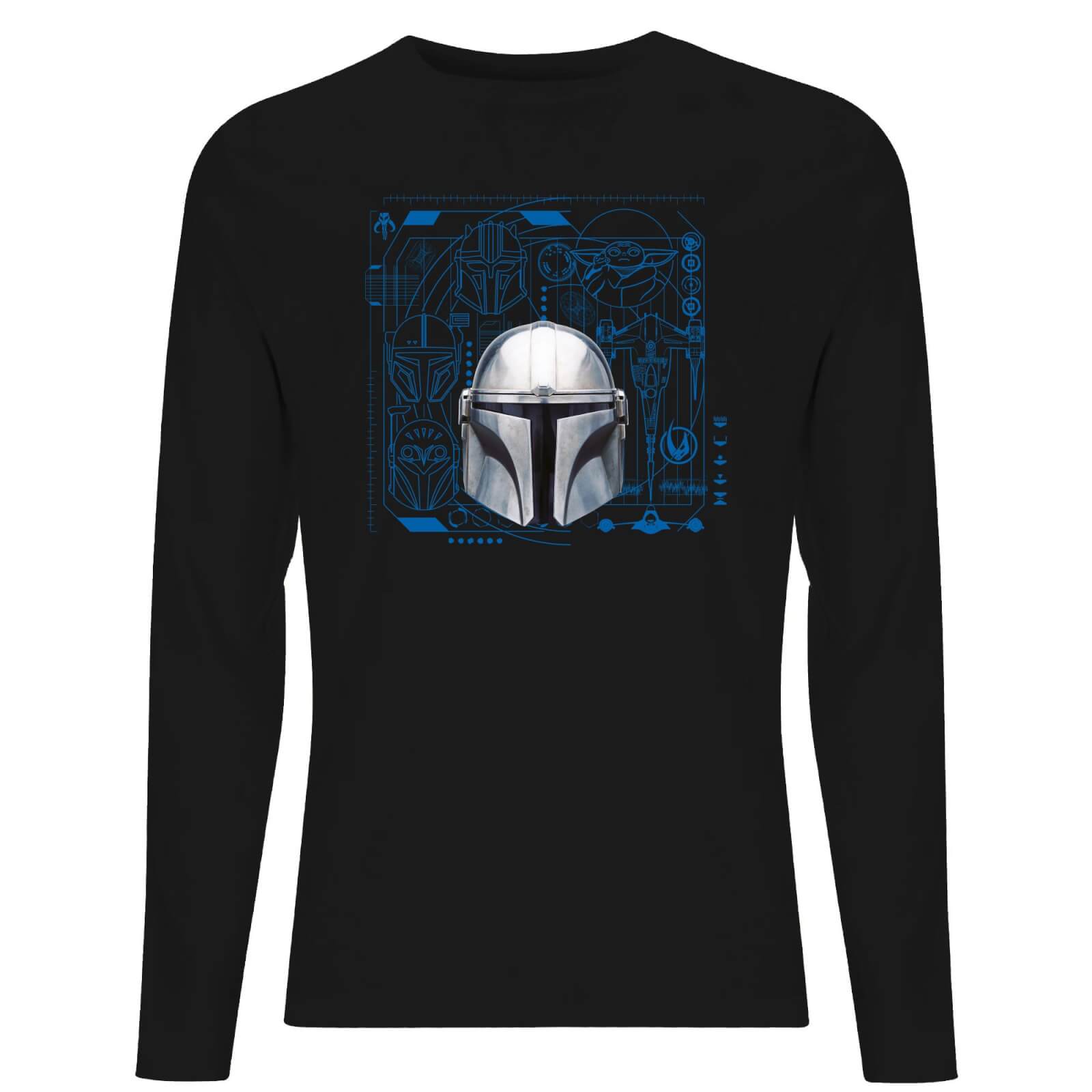 Star Wars The Mandalorian Schematics Men's Long Sleeve T-Shirt - Black - M