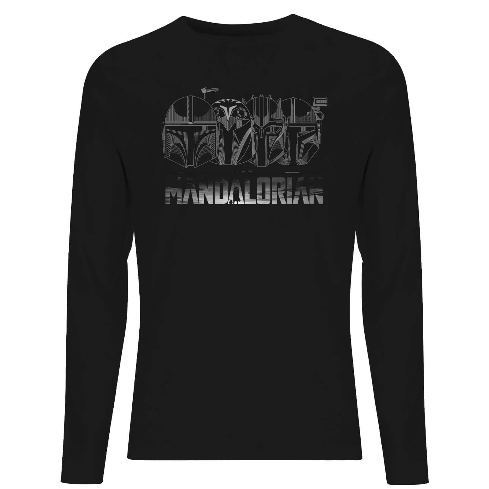 

Star Wars The Mandalorian Helmets Line Art Men's Long Sleeve T-Shirt - Black - XS