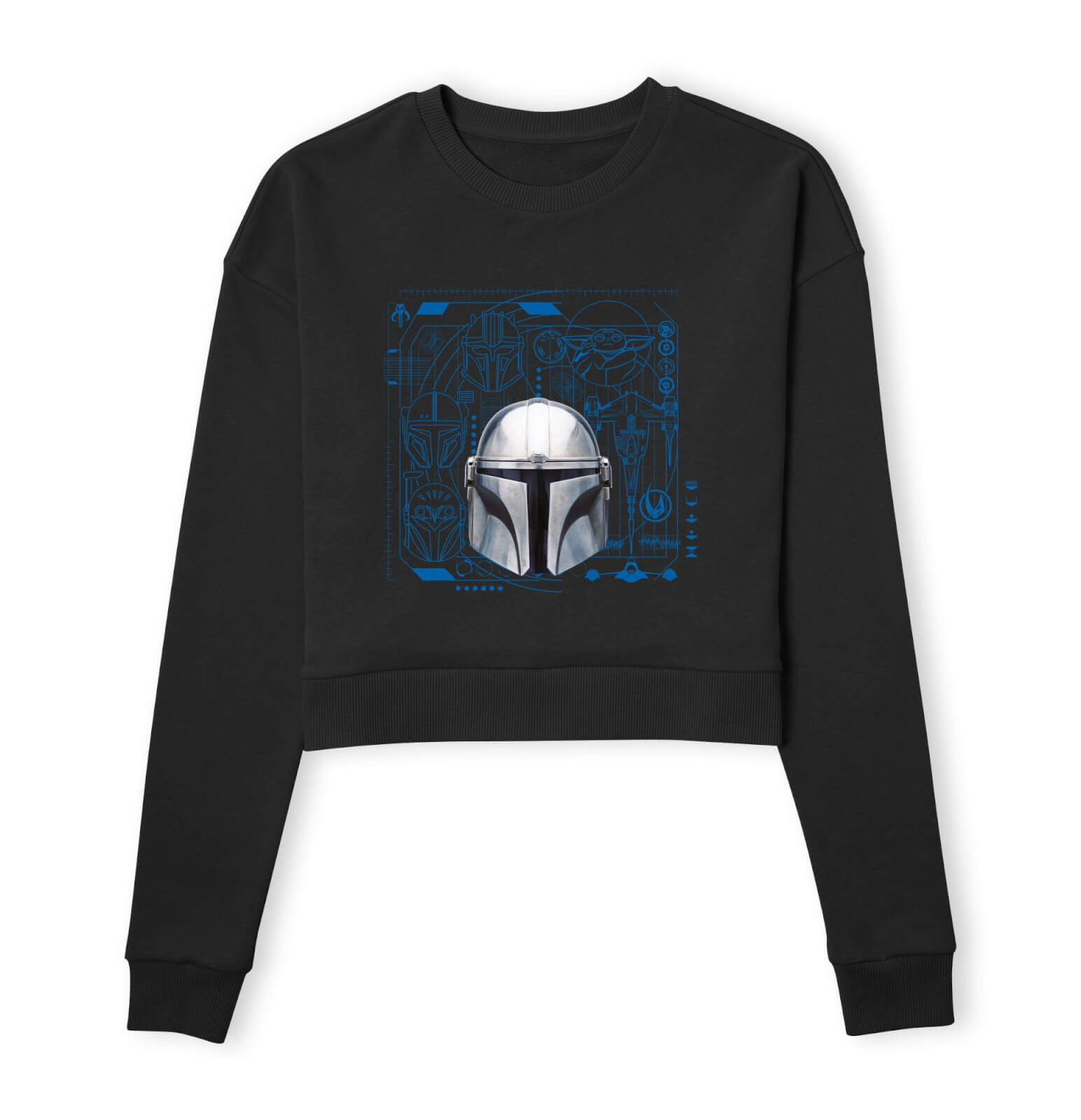 

Star Wars The Mandalorian Schematics Women's Cropped Sweatshirt - Black - XXL