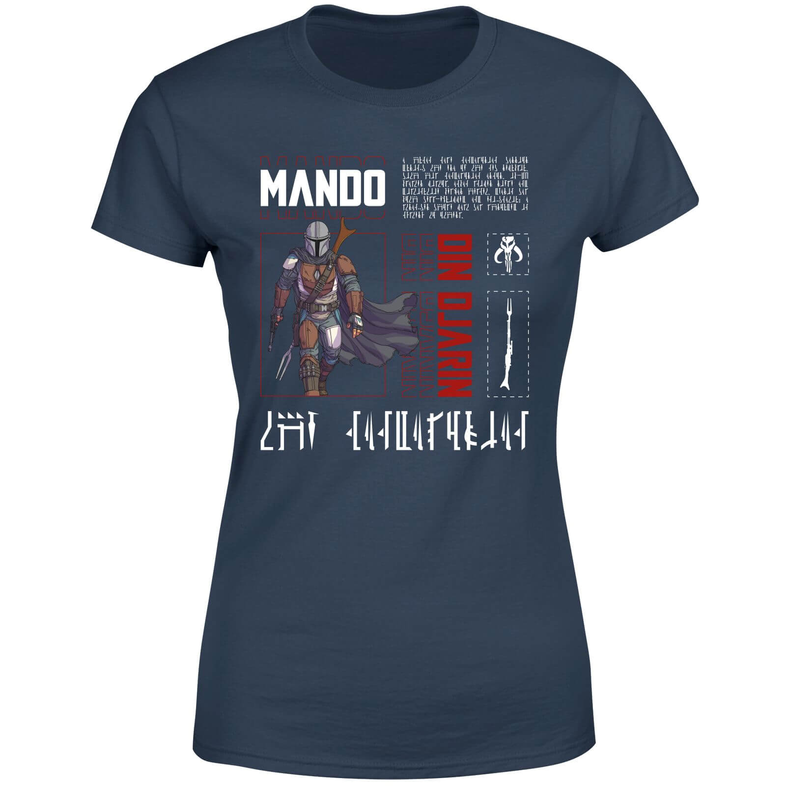 Star Wars The Mandalorian Biography Women's T-Shirt - Navy - L