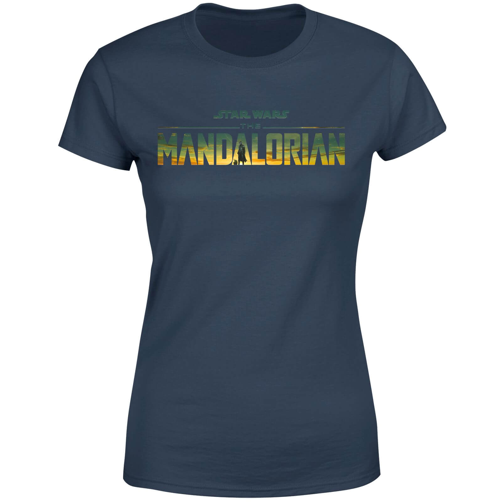 Star Wars The Mandalorian Sunset Logo Women's T-Shirt - Navy - S