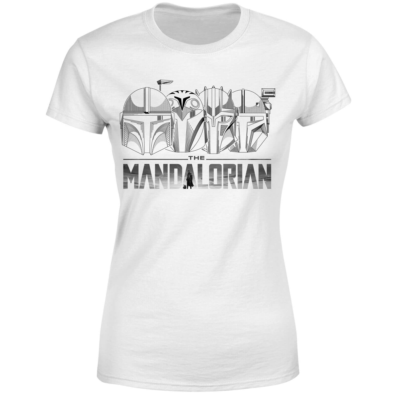 Star Wars The Mandalorian Helmets Line Art - Light Base Women's T-Shirt - White - 4XL