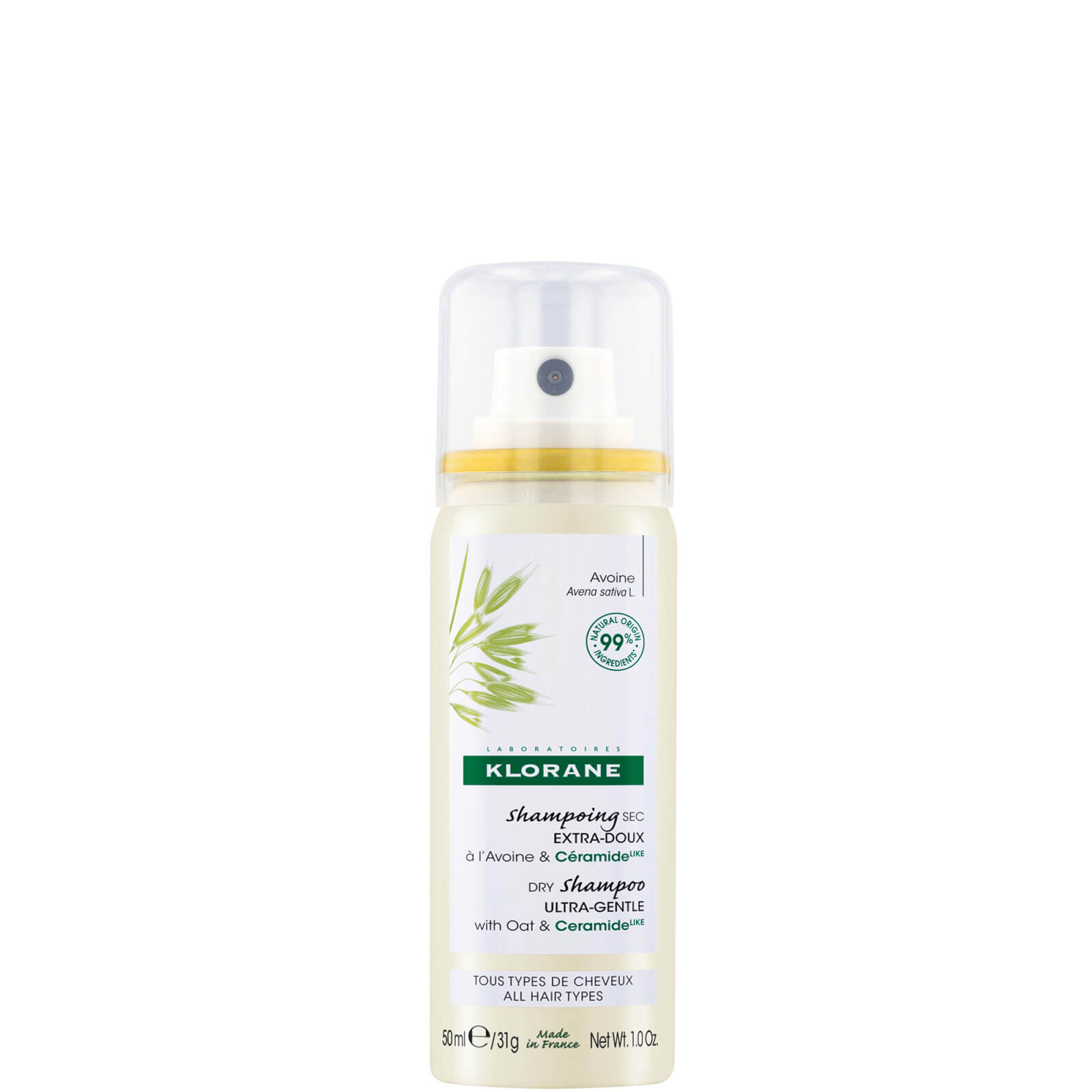 KLORANE Extra-Gentle Dry Shampoo for All Hair Types with Oat and Ceramide 50ml