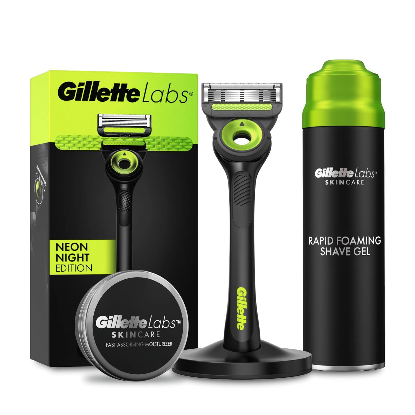 Gillette Labs Neon Night Razor  Shaving Gel  Moisturiser