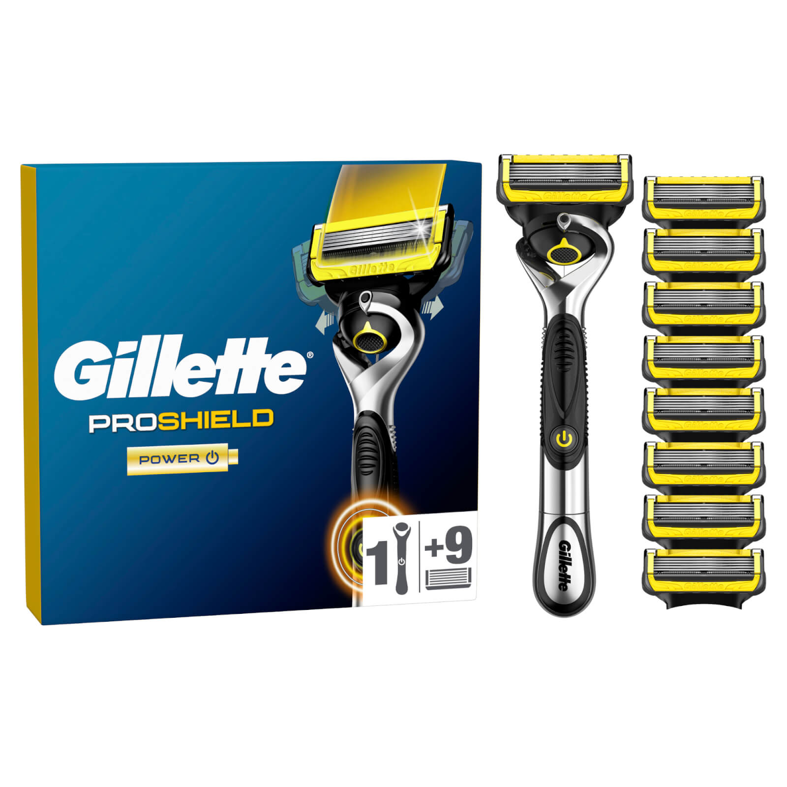 Gillette ProShield Power Value Pack - Handle + 9 Razor Blades
