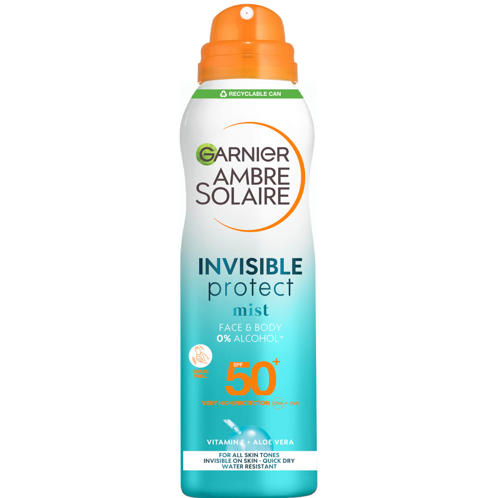 Garnier Ambre Solaire Spf 50+ Invisible Protect Mist Spray 200ml In White