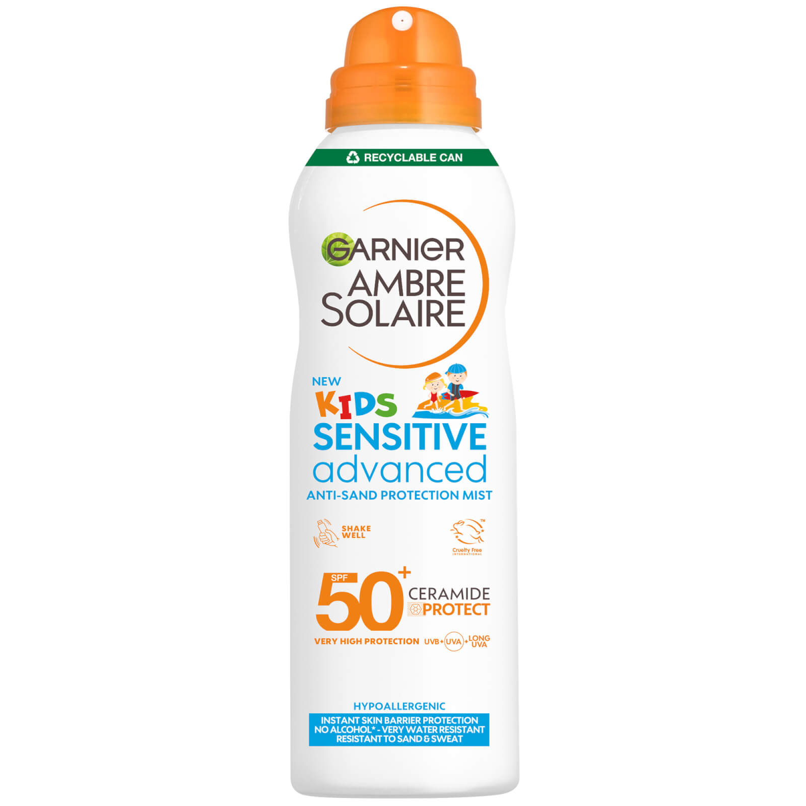 Garnier Ambre Solaire Kids' Spf 50+ Sensitive Advanced Anti-sand Mist 150ml In White