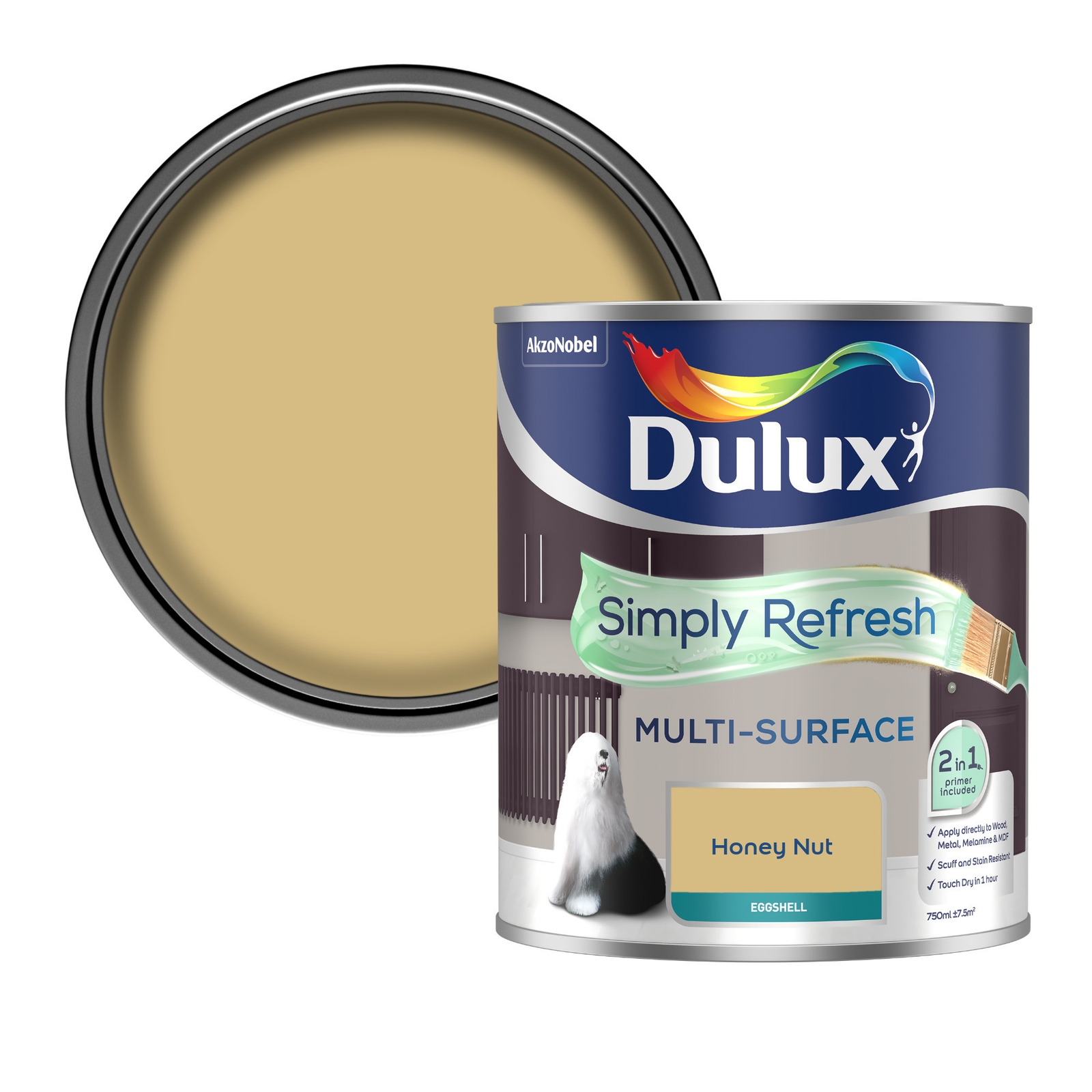 Dulux Simply Refresh Multi Surface Eggshell Paint Honey Nut - 750ml