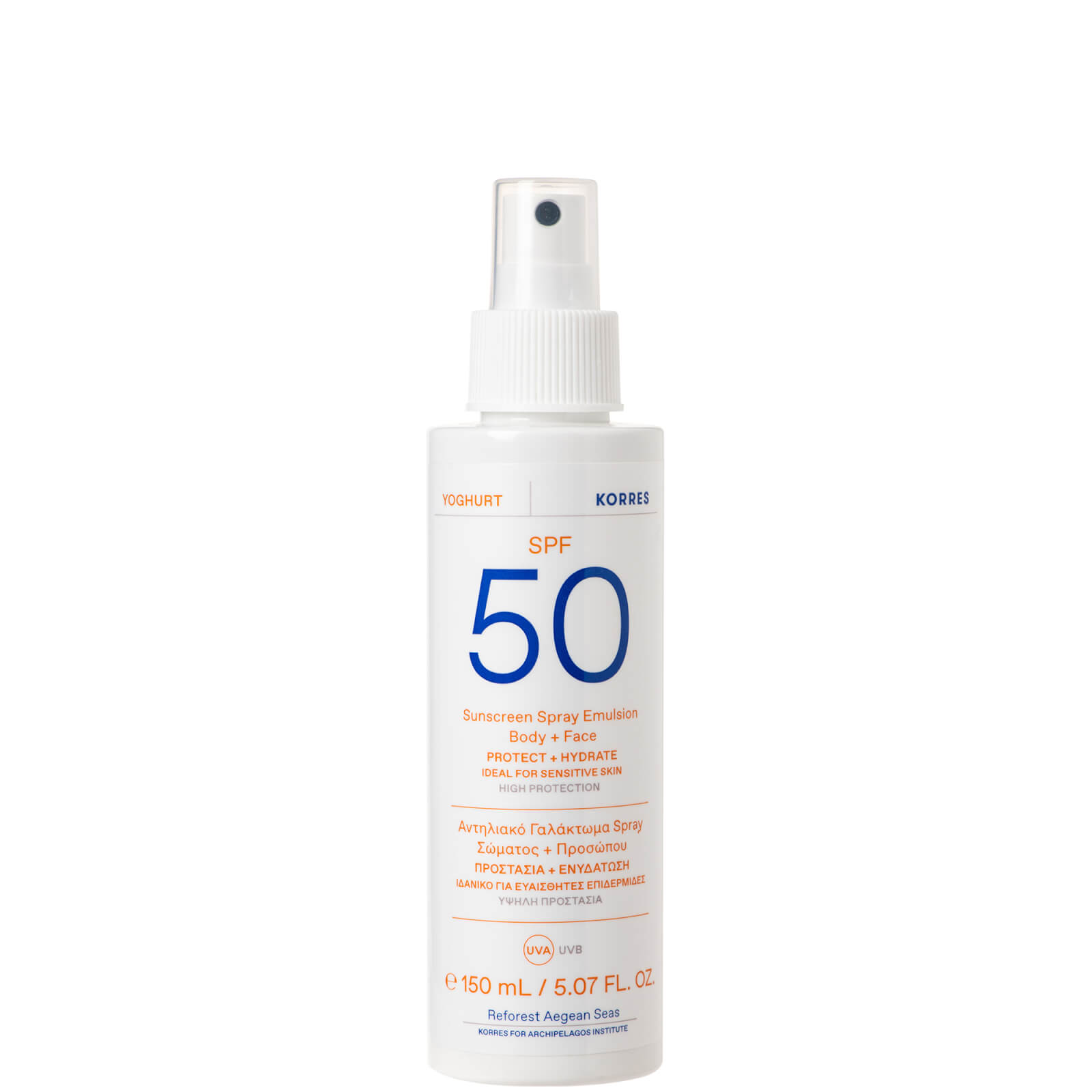 Korres Yoghurt Spray Emulsion Body And Face Spf50 150ml In White
