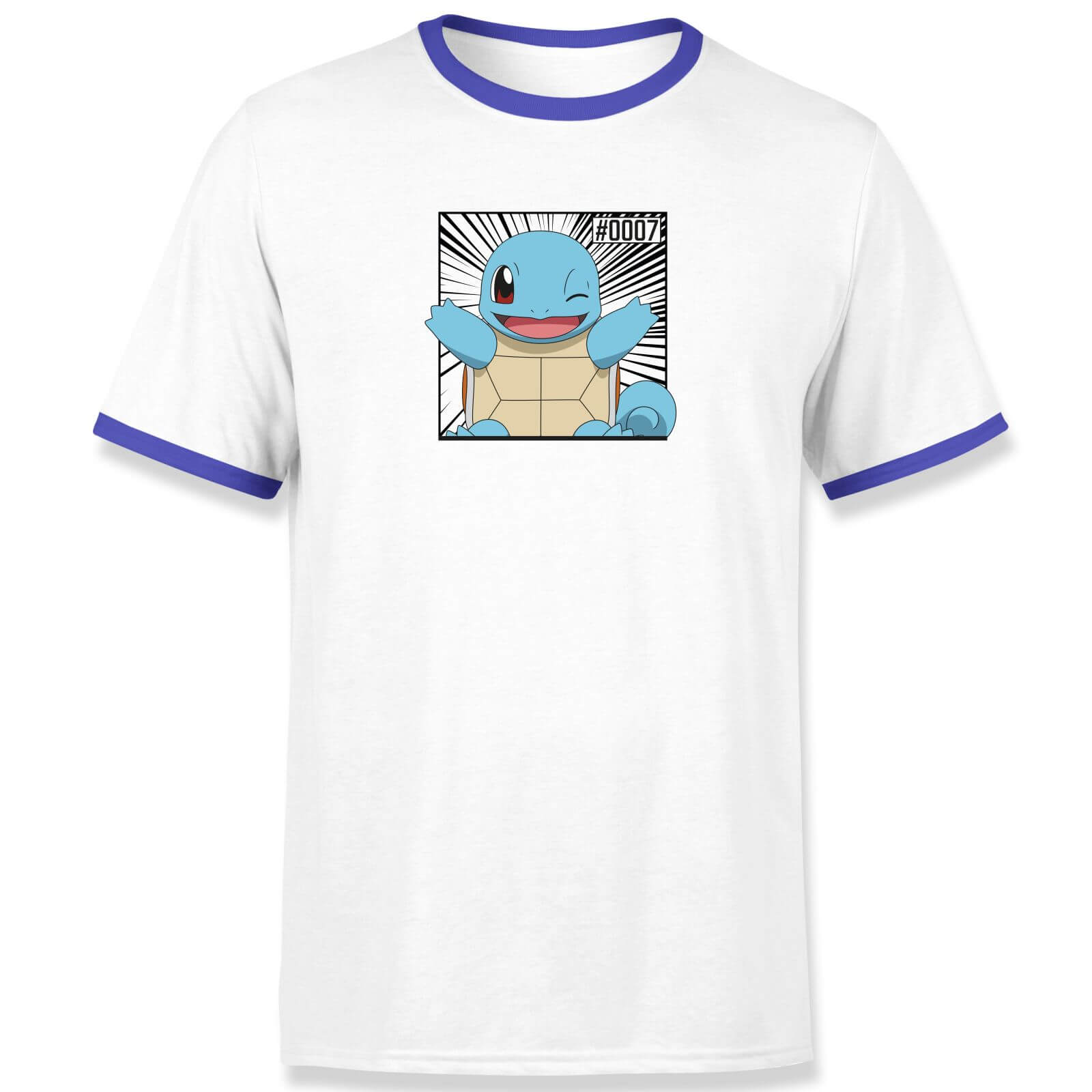 

Pokémon Pokédex Squirtle #0007 T-Shirt da Uomo Ringer - Bianco/Navy - L