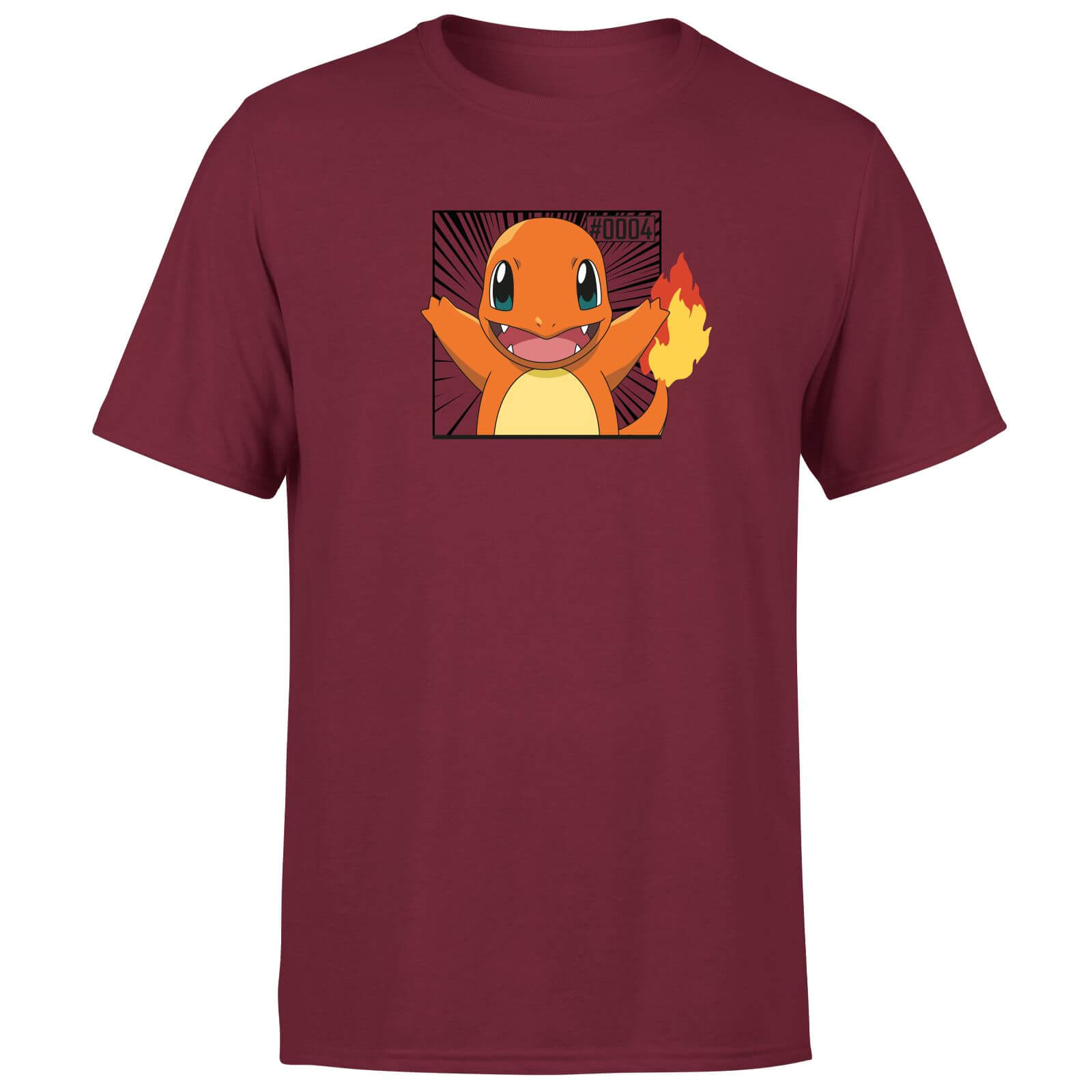Pokémon Pokédex Glumanda #0004 T-Shirt - Burgundy - S