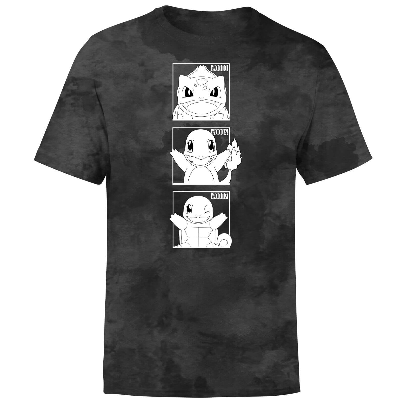 Pokemon Generation 1 Monochrome Starters Men%27s T-Shirt - Black Tie Dye - L