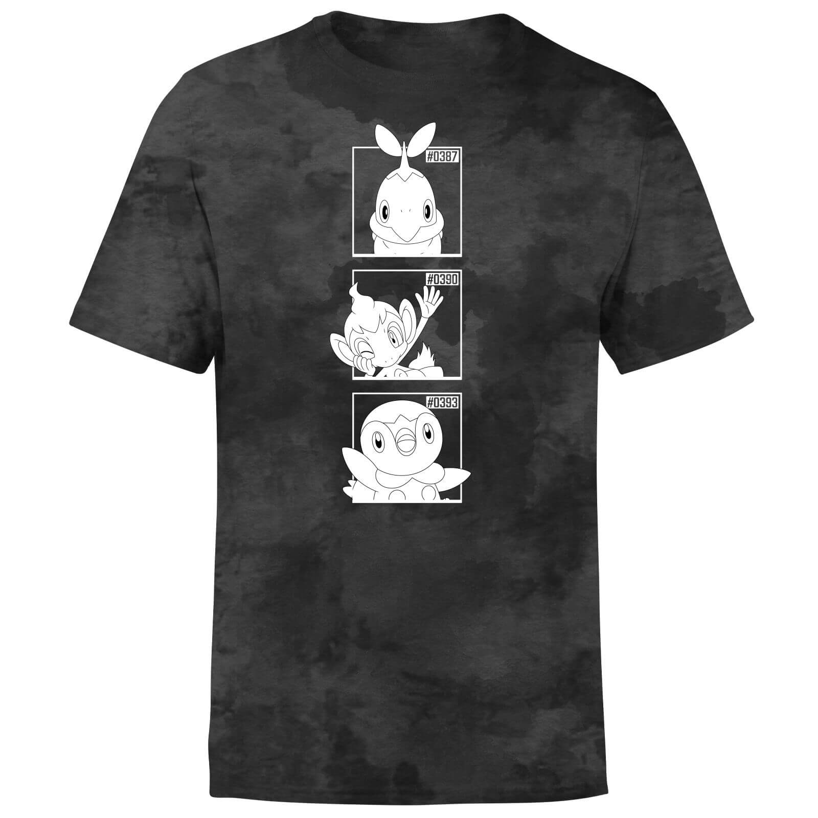 

Pokemon Generation 4 Monochrome Starters Men's T-Shirt - Black Tie Dye - M