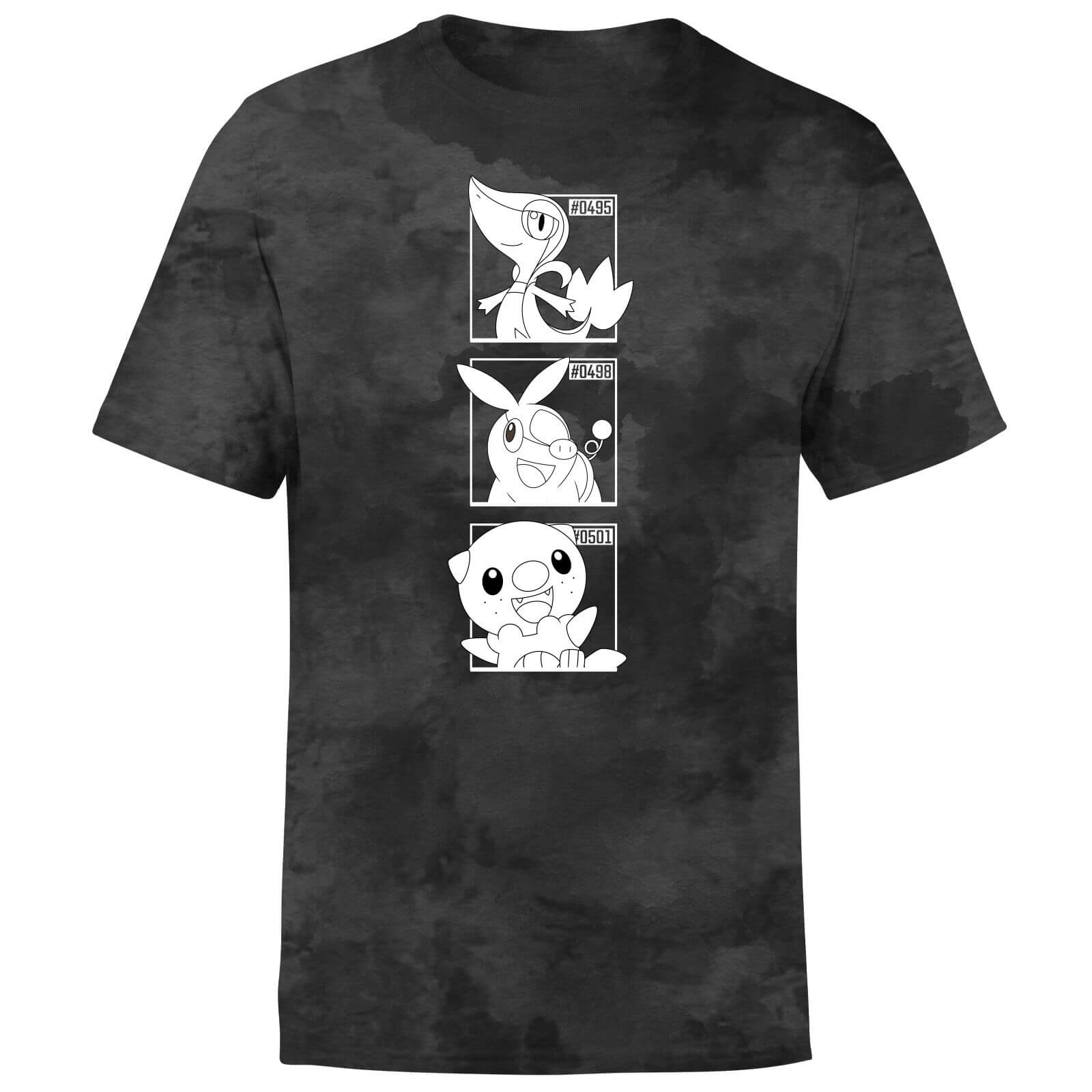 

Pokemon Generation 5 Monochrome Starters Men's T-Shirt - Black Tie Dye - M