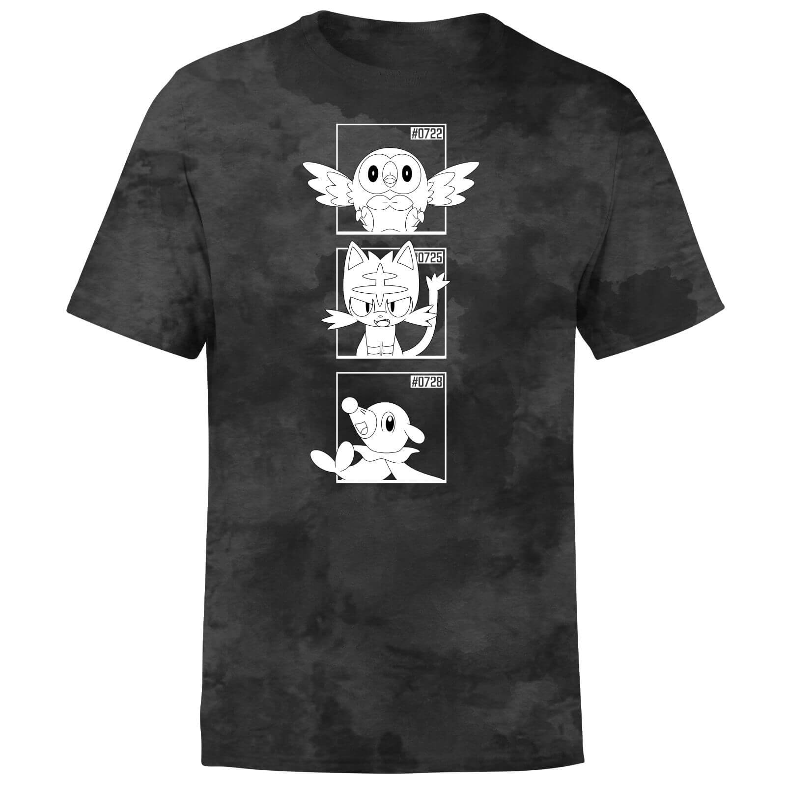 

Pokemon Generation 7 Monochrome Starters Men's T-Shirt - Black Tie Dye - M