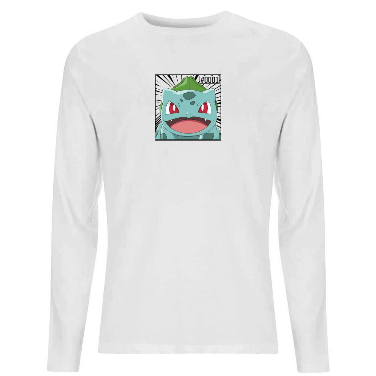 

Pokémon Pokédex Bulbasaur #0001 T-Shirt da Uomo a Maniche Lunghe - Bianco - S