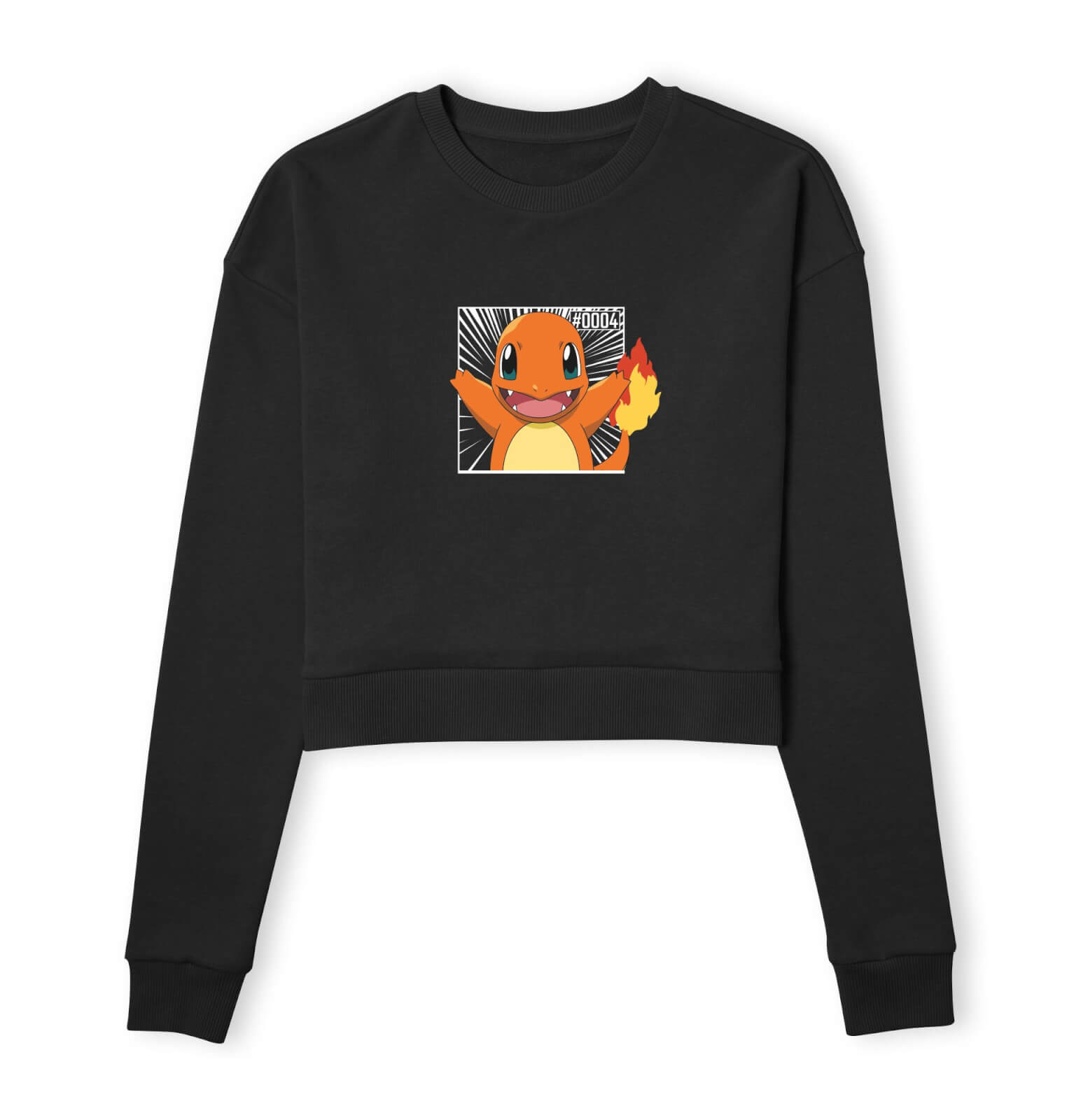 Pokémon Pokédex Charmander #0004 Women's Cropped Sweatshirt - Black - XL