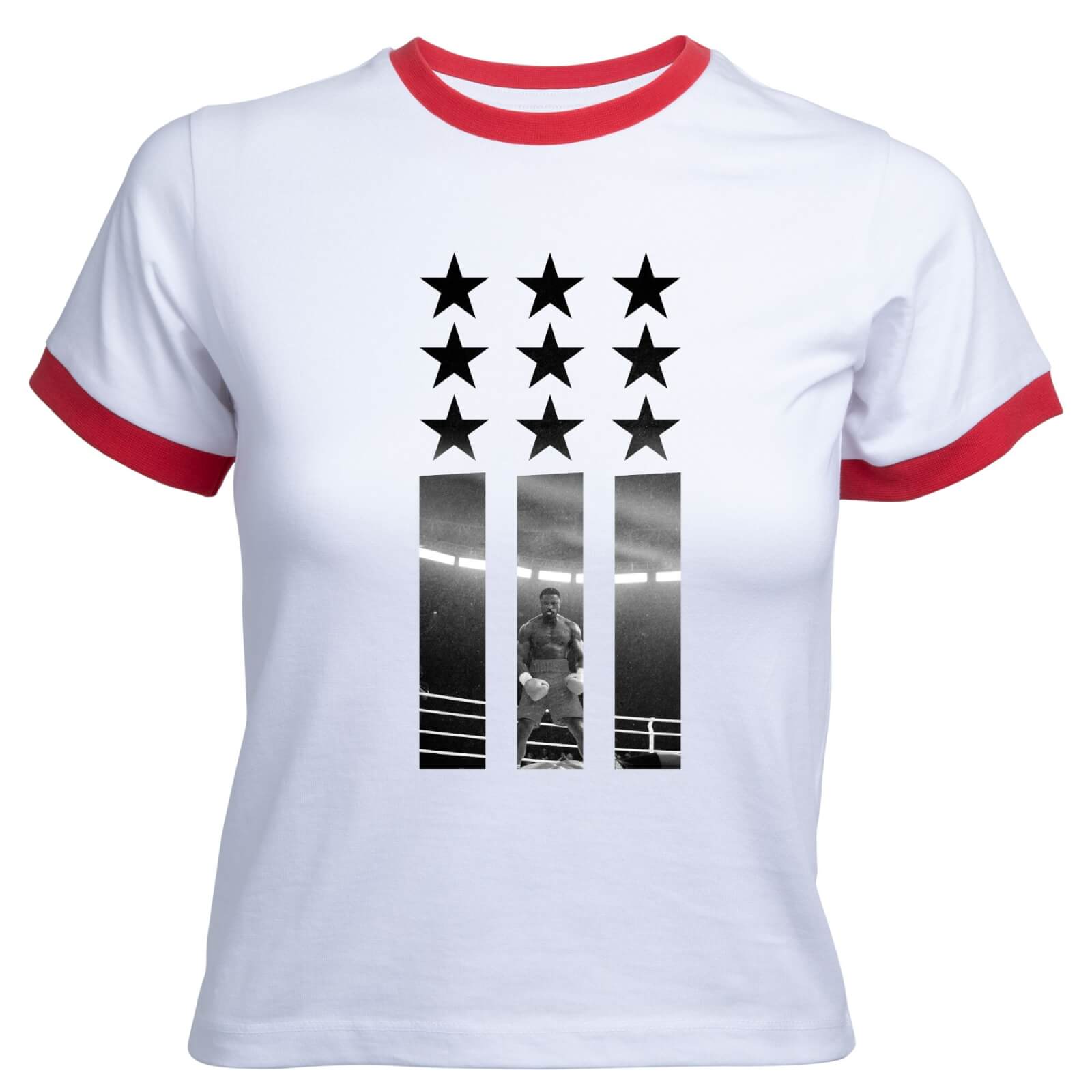 

Creed Poster Stars Women's Cropped Ringer T-Shirt - White Red - L