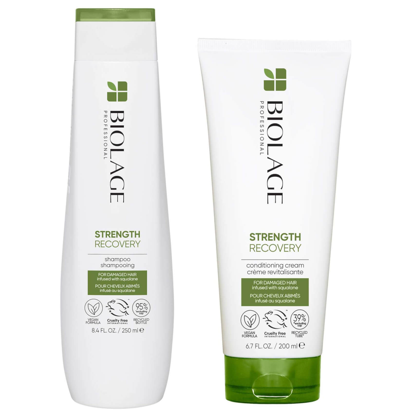 Image of Biolage Professional Strength Recovery Vegan Cleansing Shampoo and Conditioner Duo for Damaged Hair