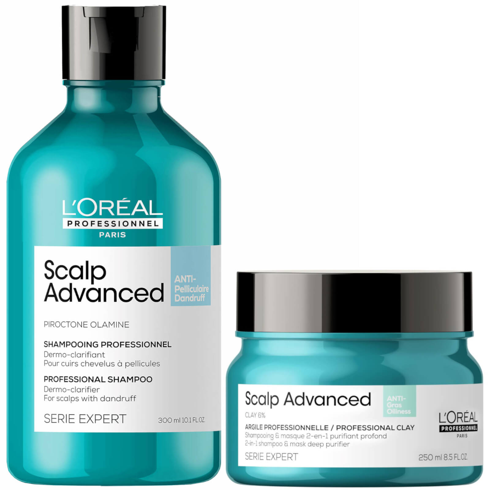 L'Oreal Professionnel Serie Expert Scalp Advanced Anti-Dandruff Shampoo and Mask Routine for Oily Da
