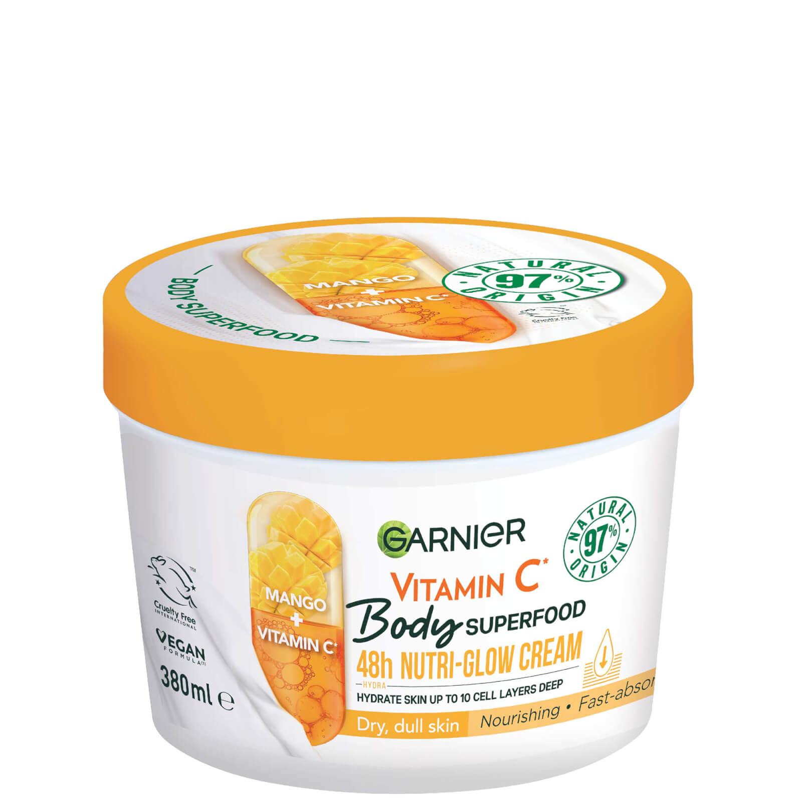 Image of Garnier Body Superfood Nutri Glow Body Cream Vitamin C and Mango 380ml
