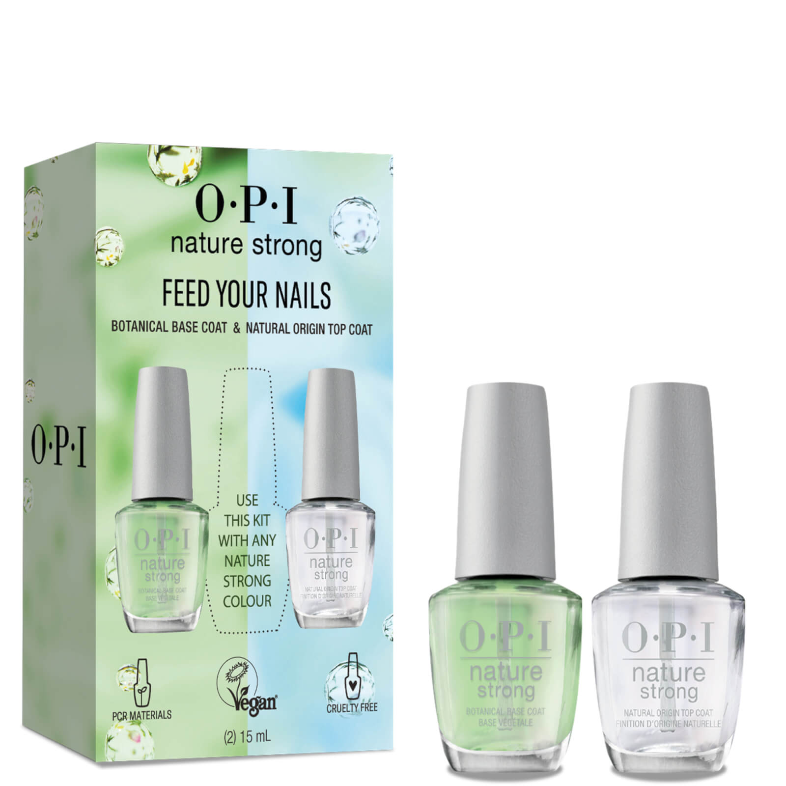 OPI Nature Strong Vegan Nail Polish - Duo Gift Set (Top Coat & Base Coat) 15ml
