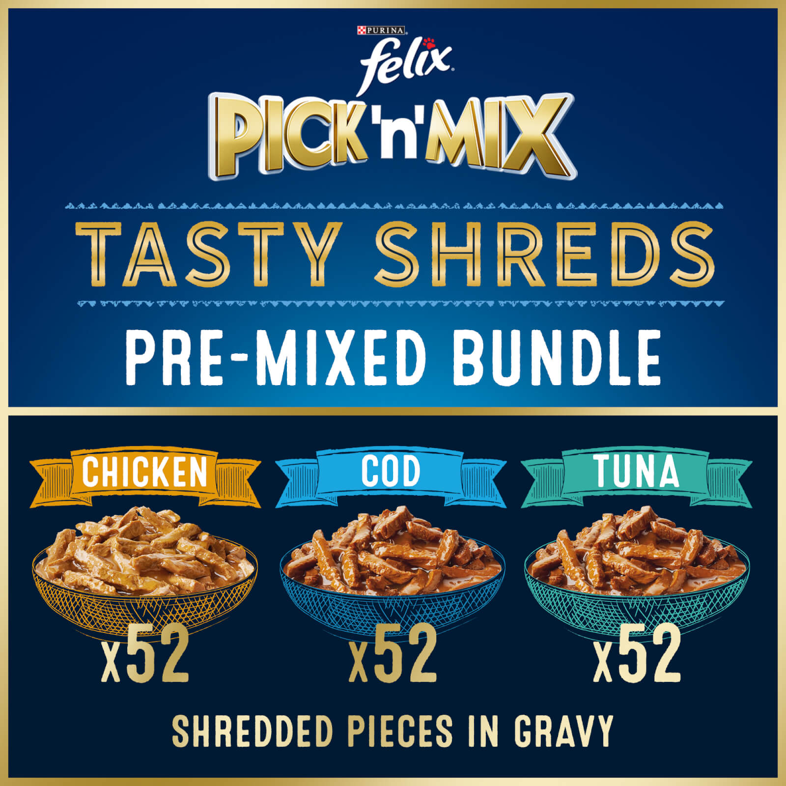 Image of Felix Pre-Mixed Bundle Adult Wet Cat Food Tasty Shreds 156x80g