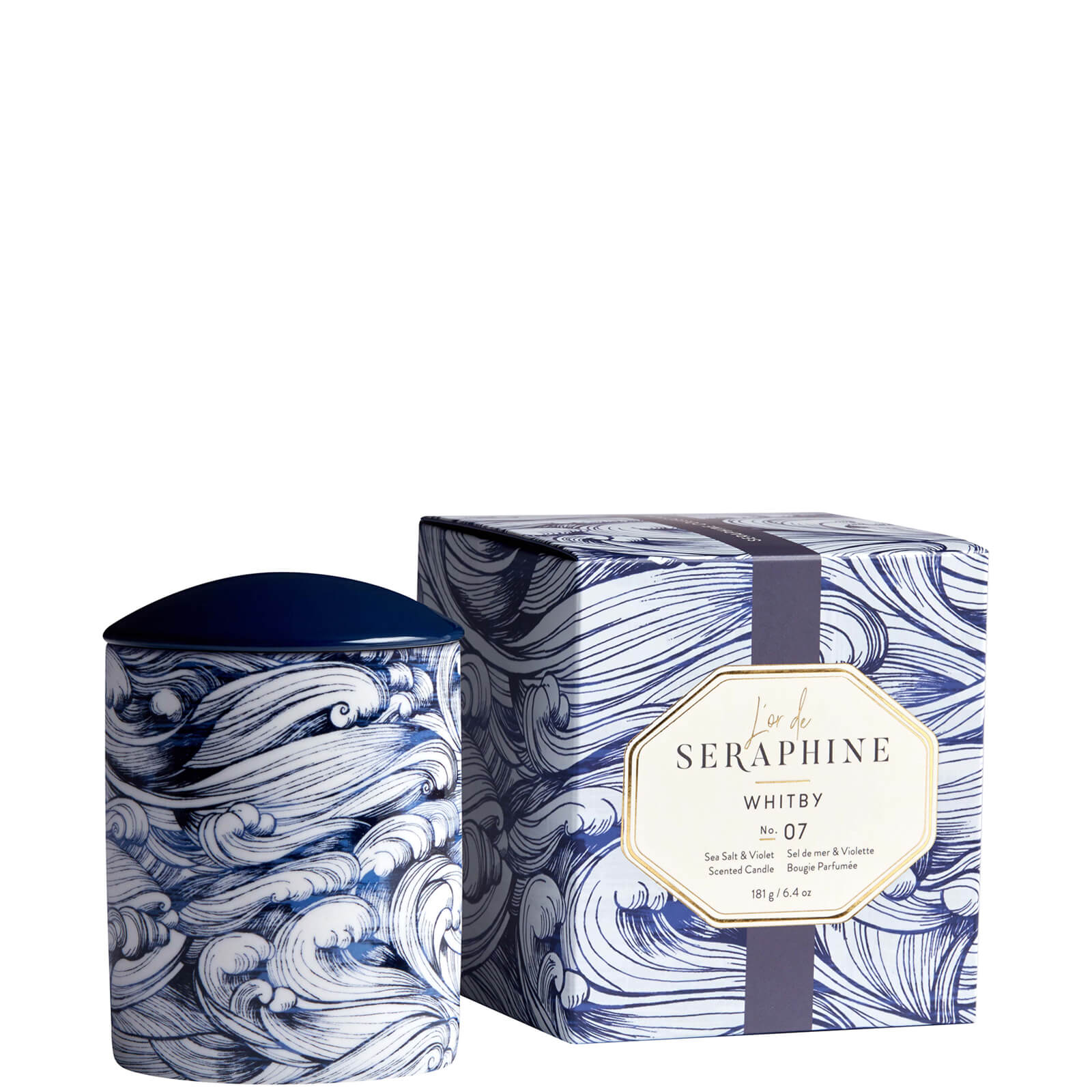 L'or De Seraphine Whitby Medium Ceramic Candle 6.4 oz In Blue