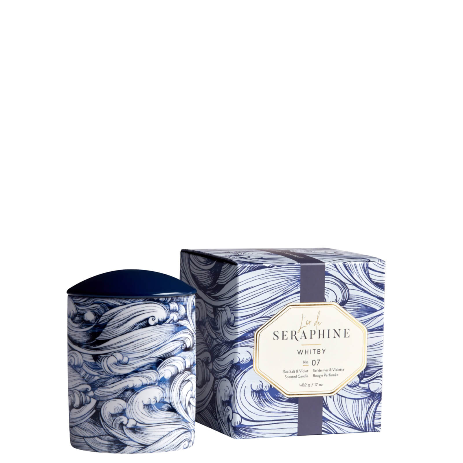 L'or De Seraphine Whitby Large Ceramic Candle 17 oz In Blue