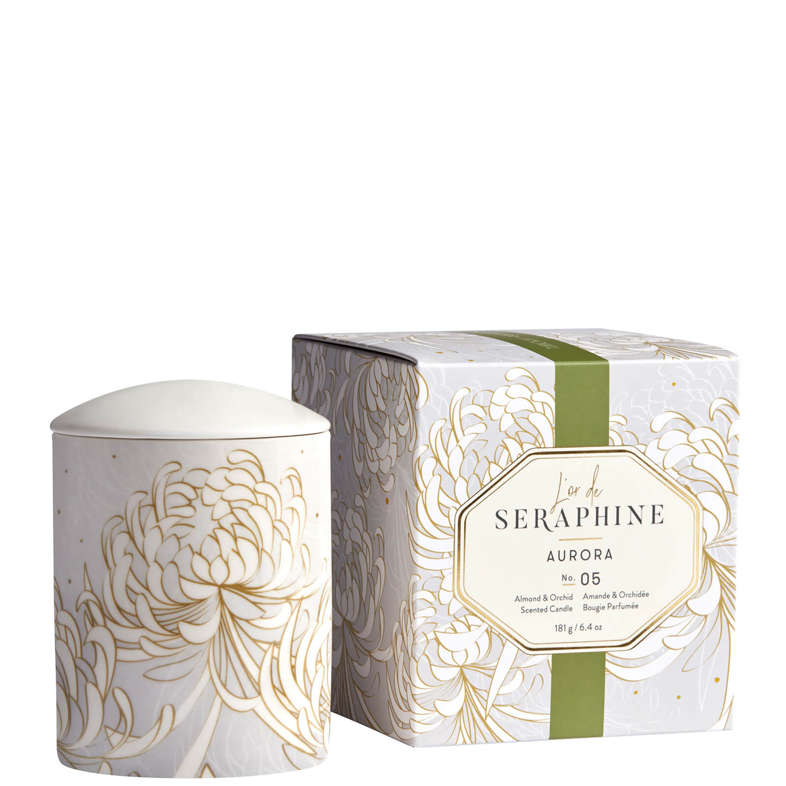 L'or De Seraphine Aurora Medium Ceramic Candle 6.4 oz In White