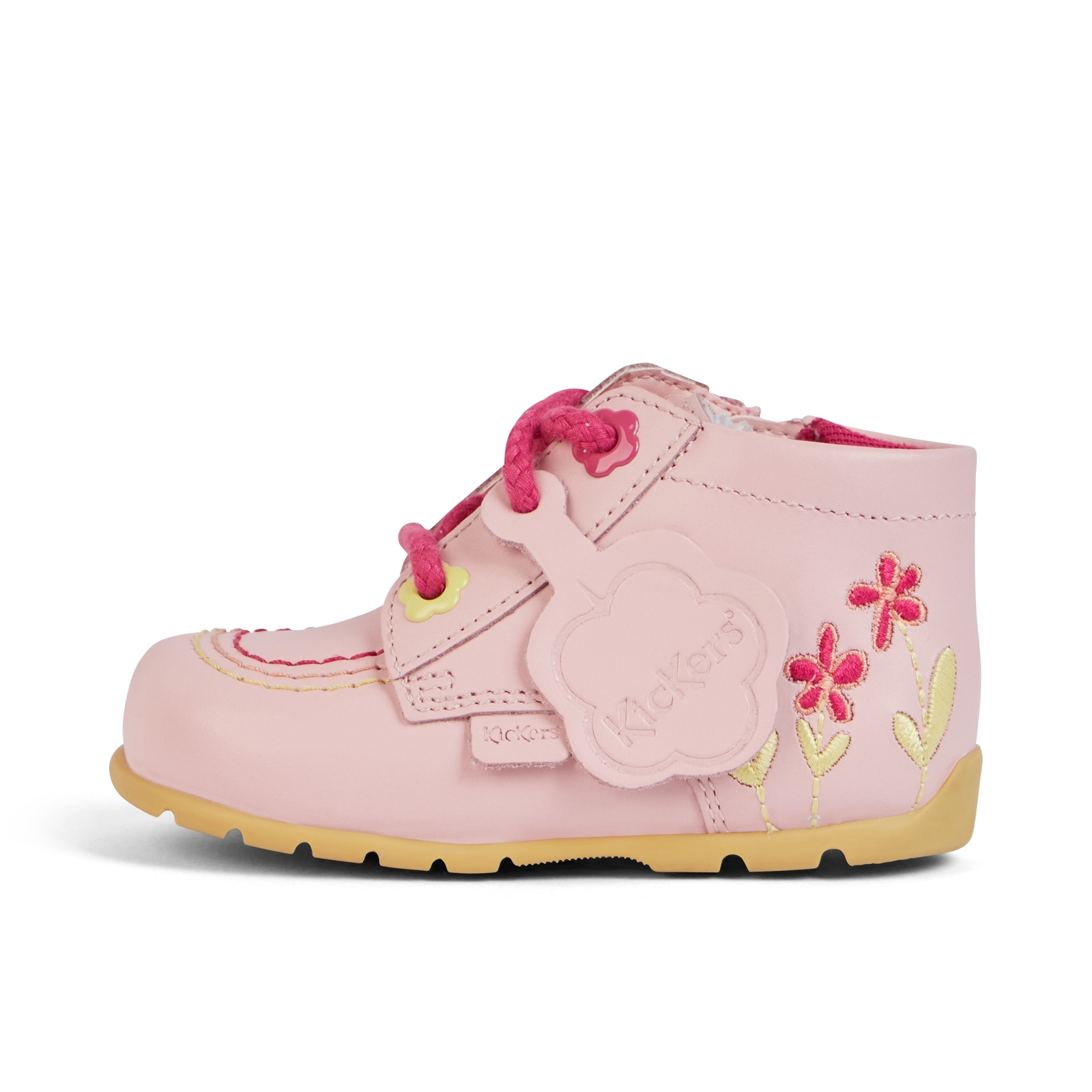 Babies Kick Hi Baby Flower Boots Leather Pink