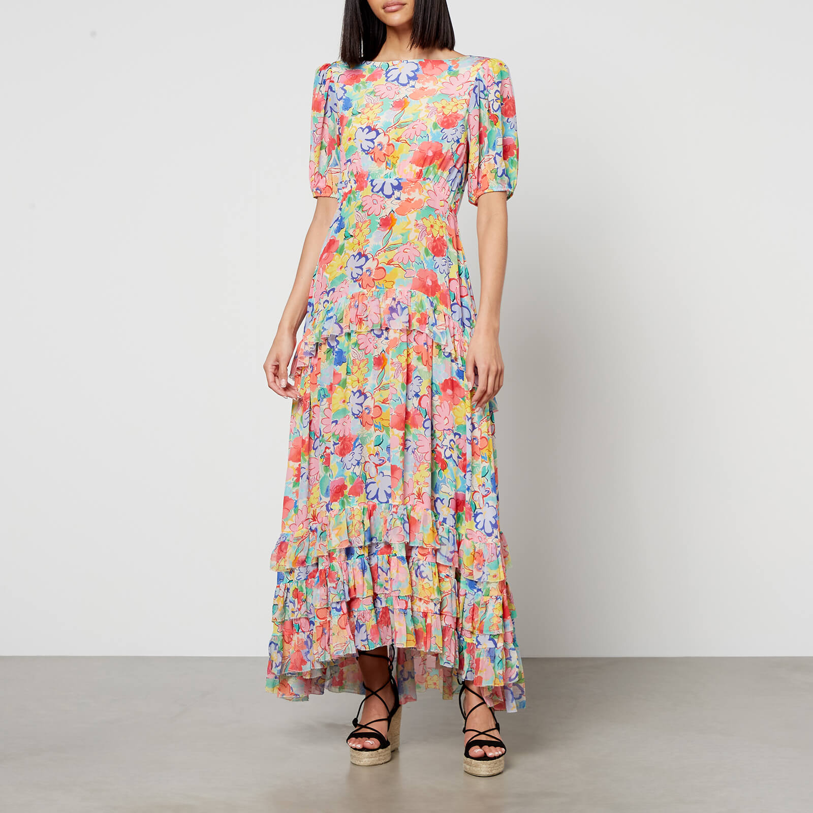 Rixo Shireen Floral-Print Silk-Chiffon Midi Dress - UK 6