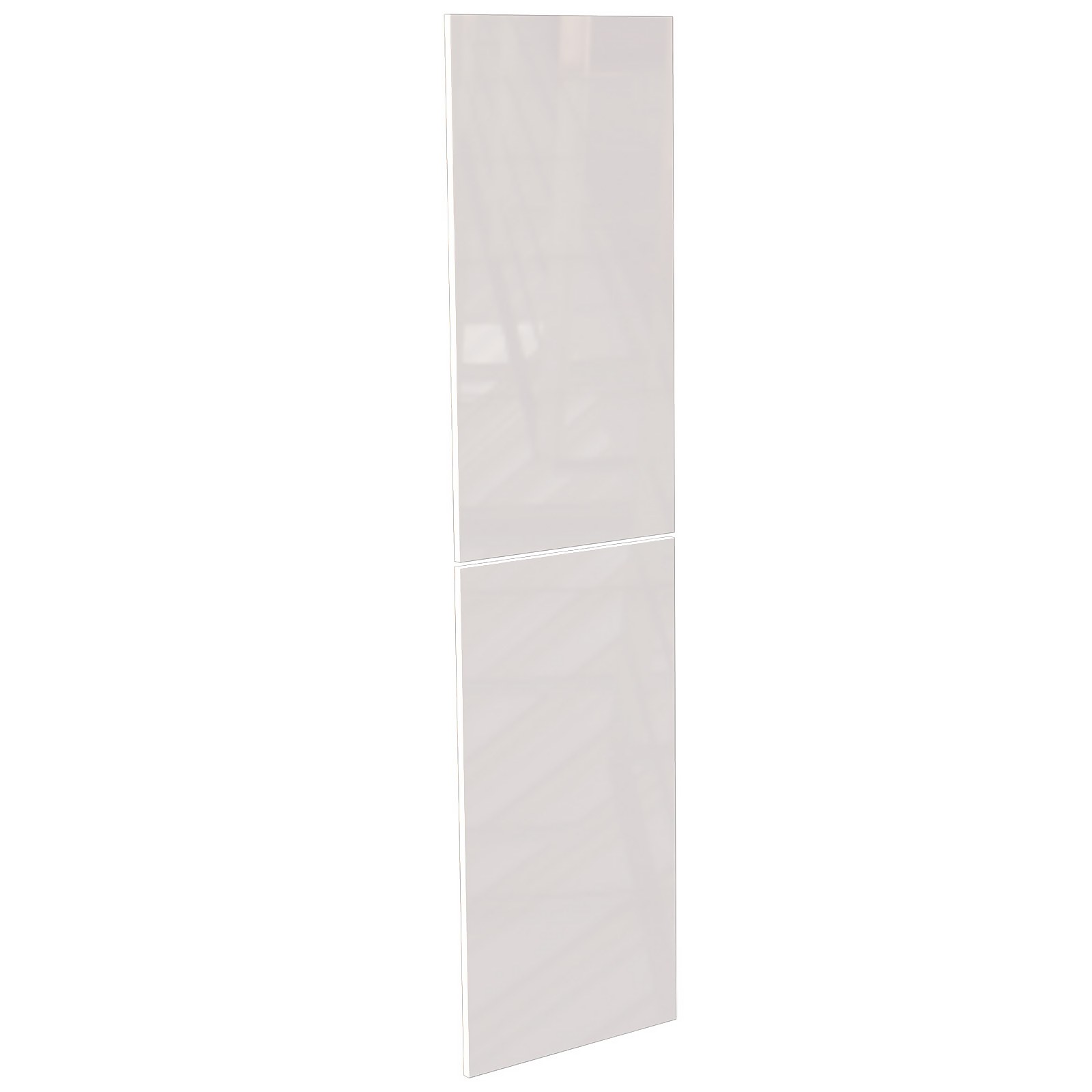 Modern Slab Kitchen Larder Door (Pair) (H)976 x (W)497mm - Gloss White
