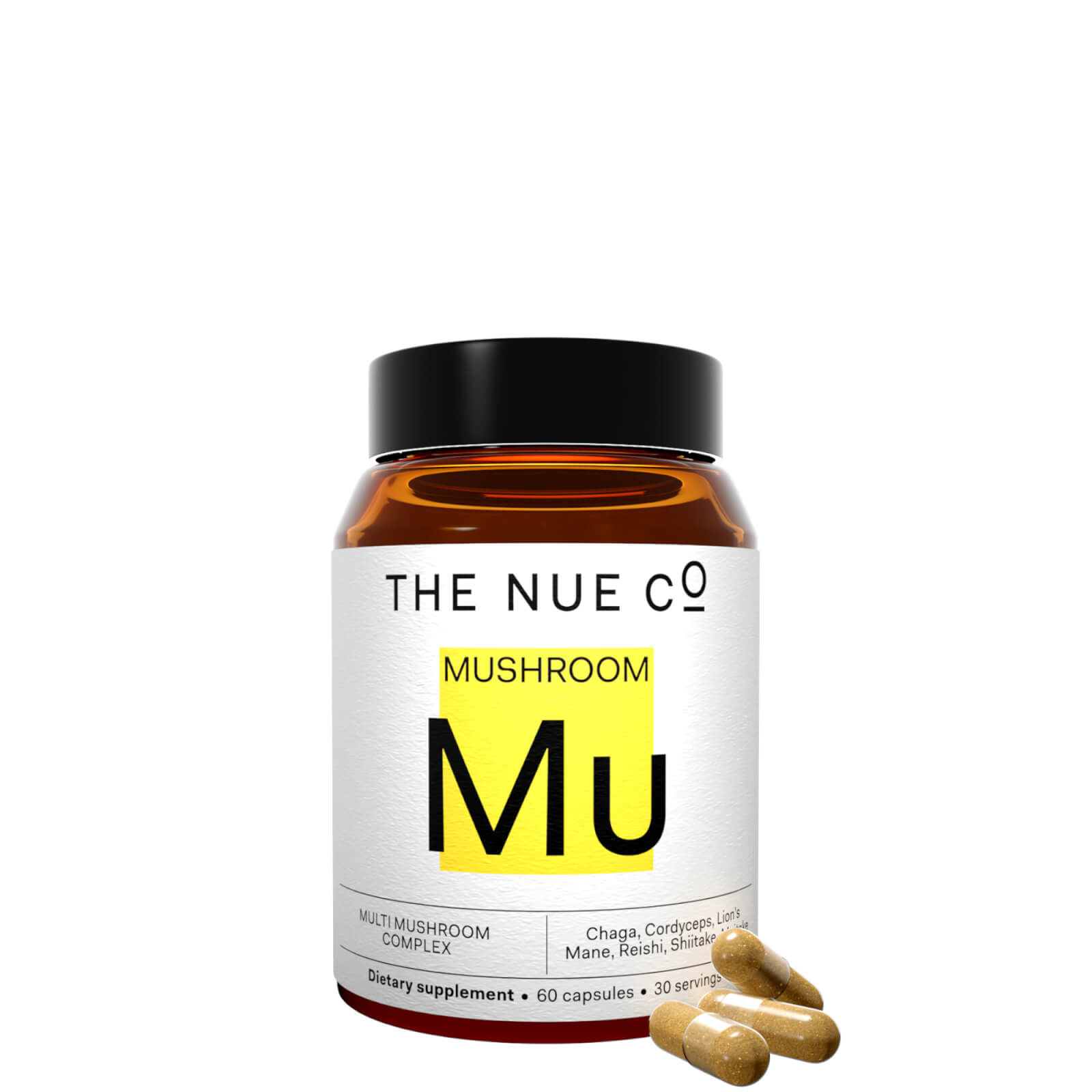The Nue Co. Multi Mushroom Complex Supplement To Increase Focus (60 Capsules) In White