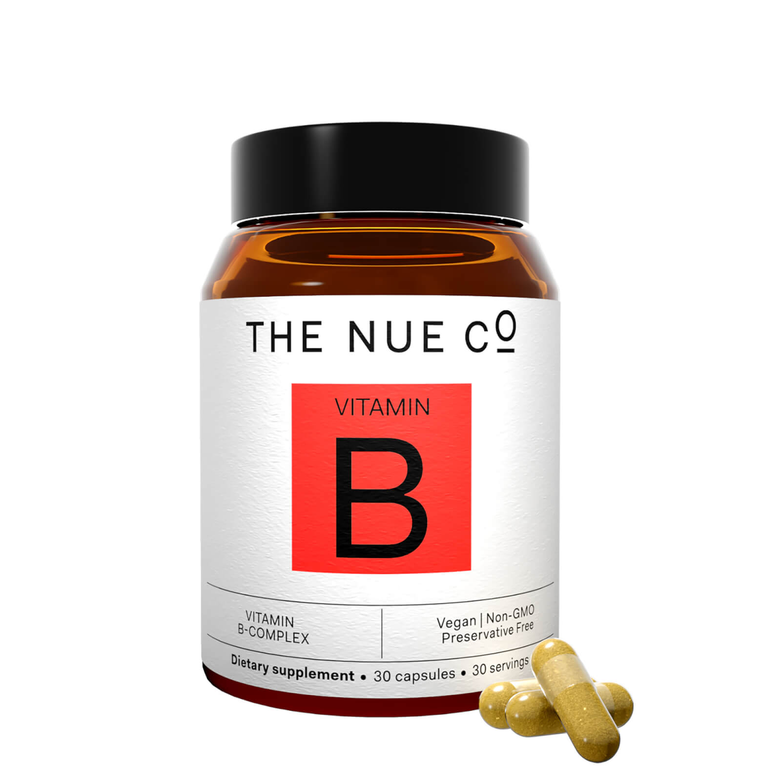 The Nue Co. Vitamin B Complex Capsules (30 Capsules) In White