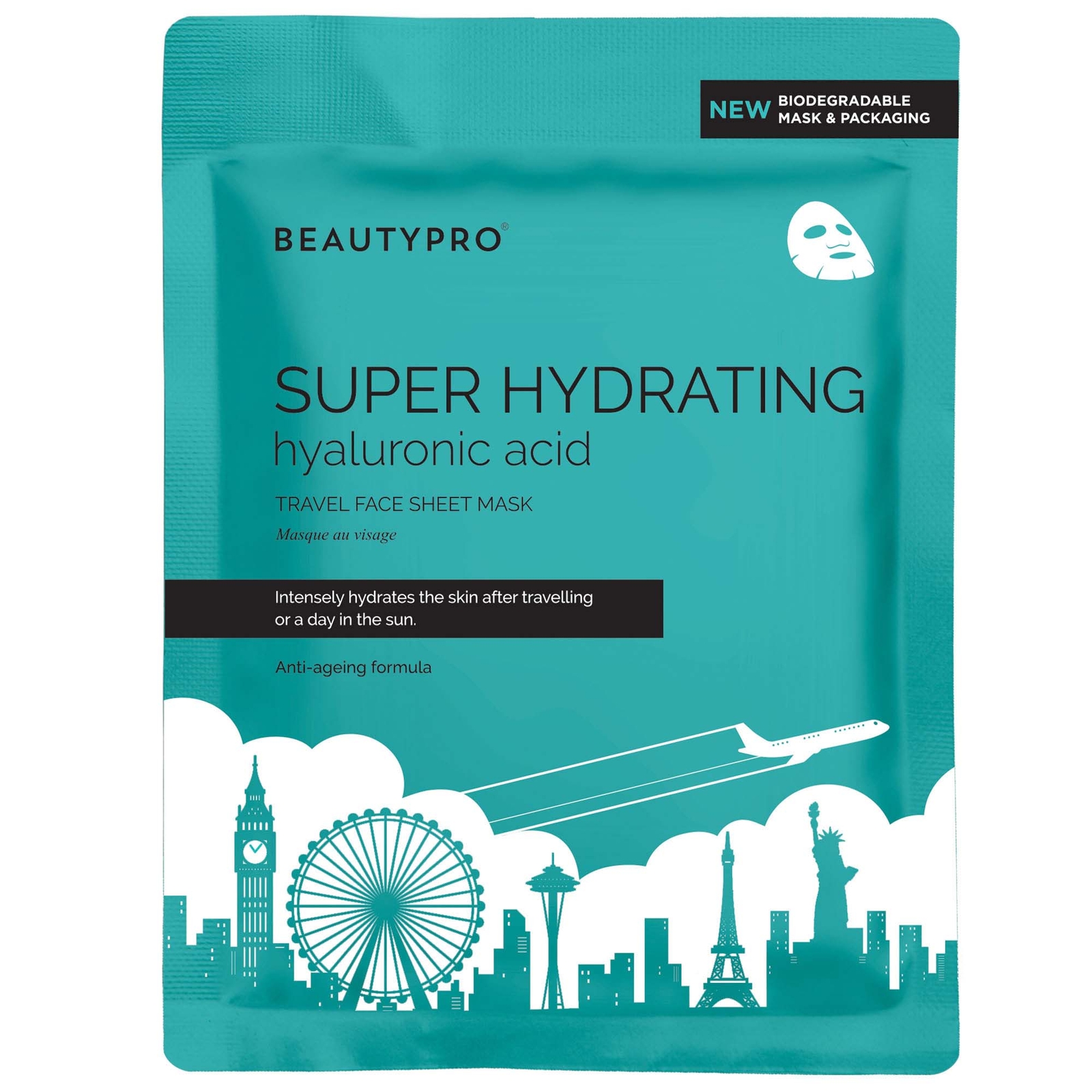 

BEAUTYPRO Super Hydrating Hyaluronic Acid Travel Face Sheet Mask