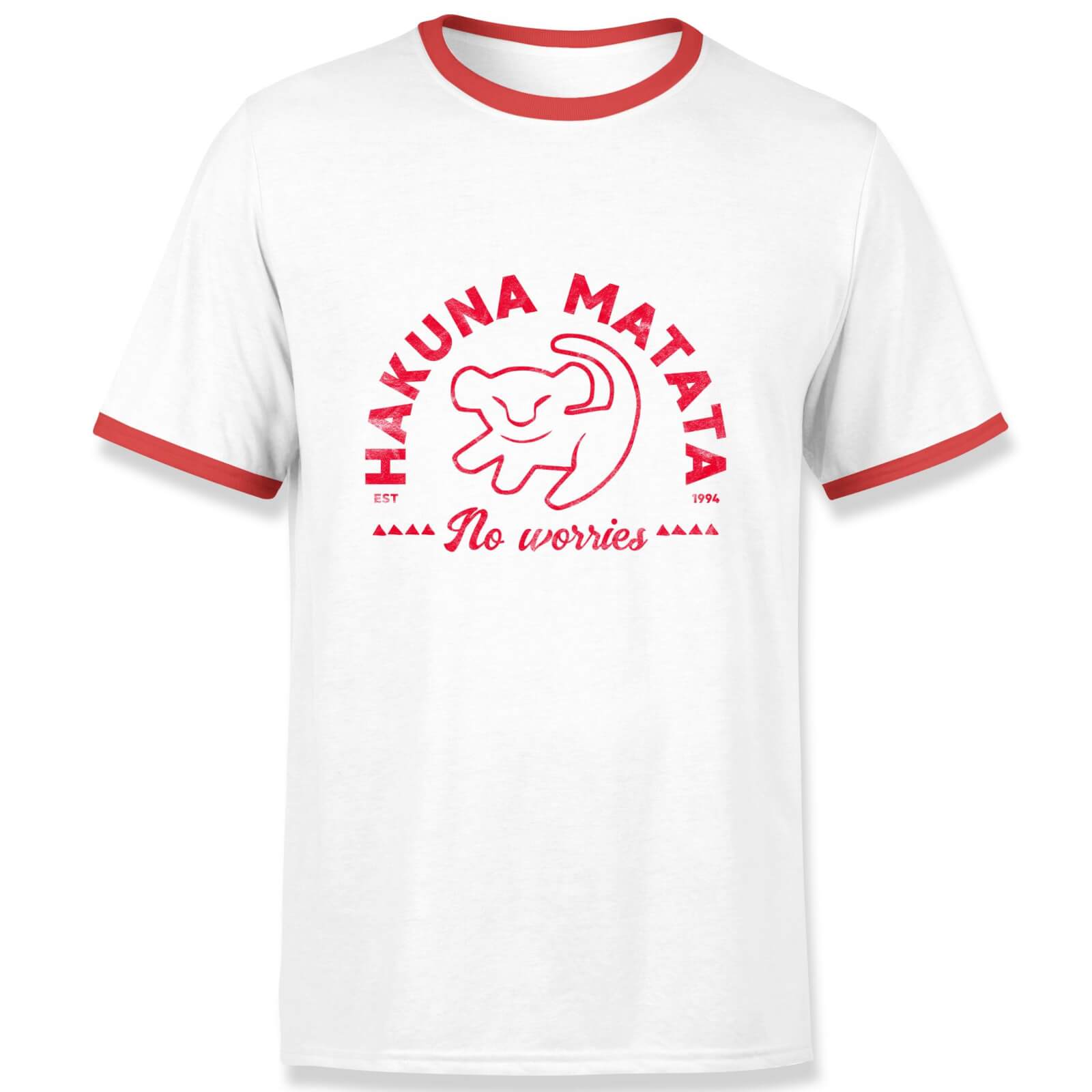 The Lion King Hakuna Matata Ringer T-Shirt - White Red - XL