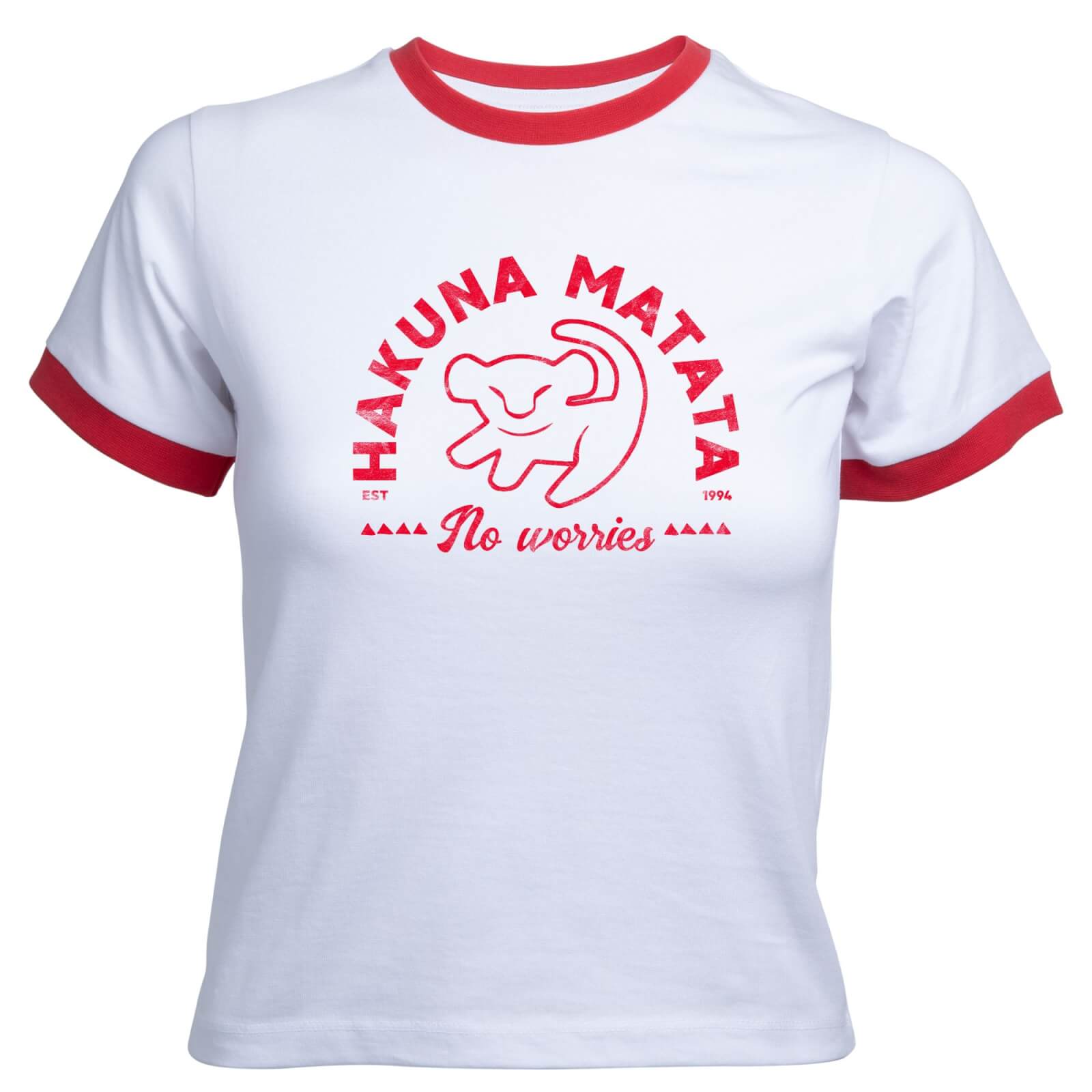 The Lion King Hakuna Matata Women's Cropped Ringer T-Shirt - White Red - L
