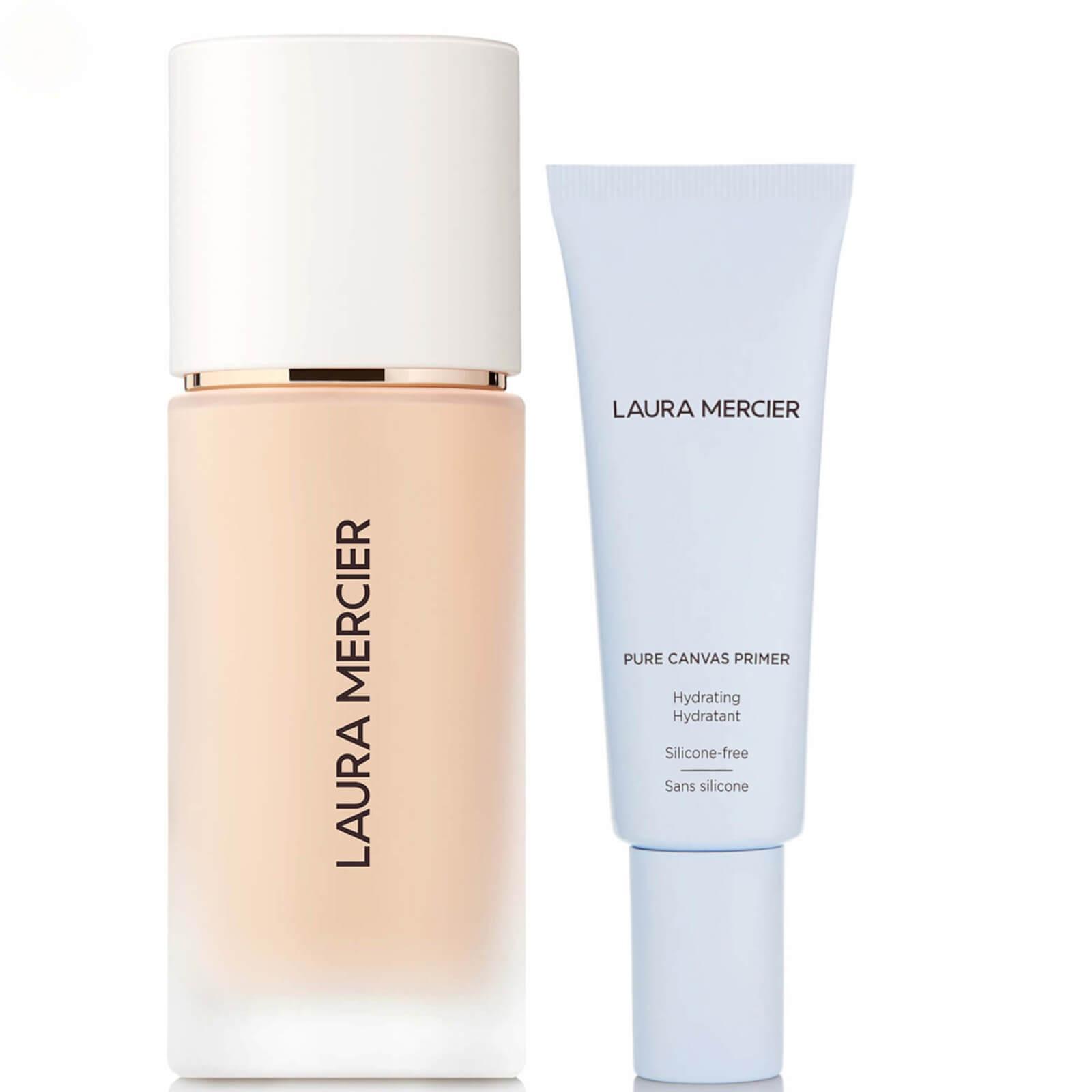 Laura Mercier Real Flawless Foundation and Pure Canvas Hydrating Primer Bundle (Various Shades) - 0N1 Silk