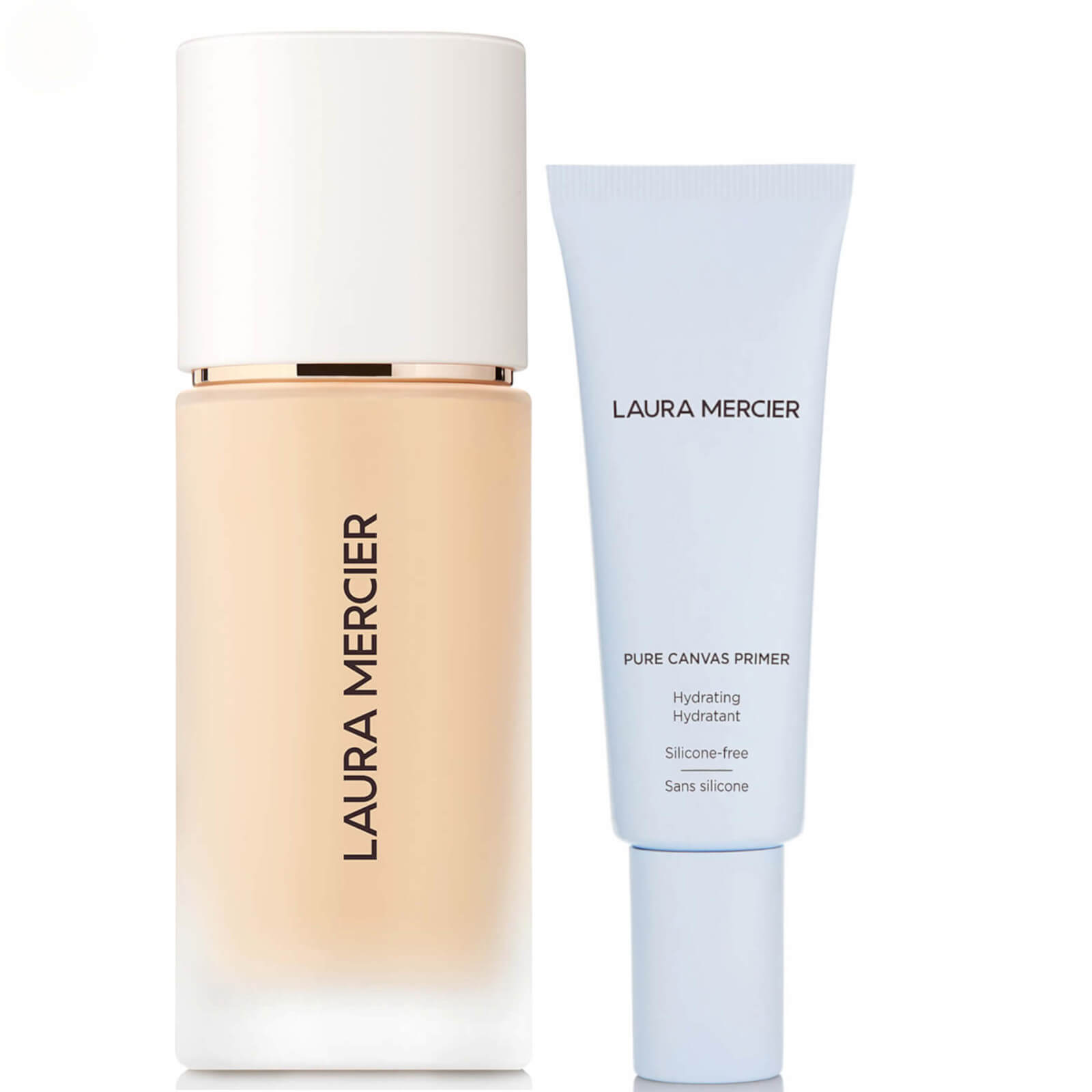 Laura Mercier Real Flawless Foundation and Pure Canvas Hydrating Primer Bundle (Various Shades) - 0W