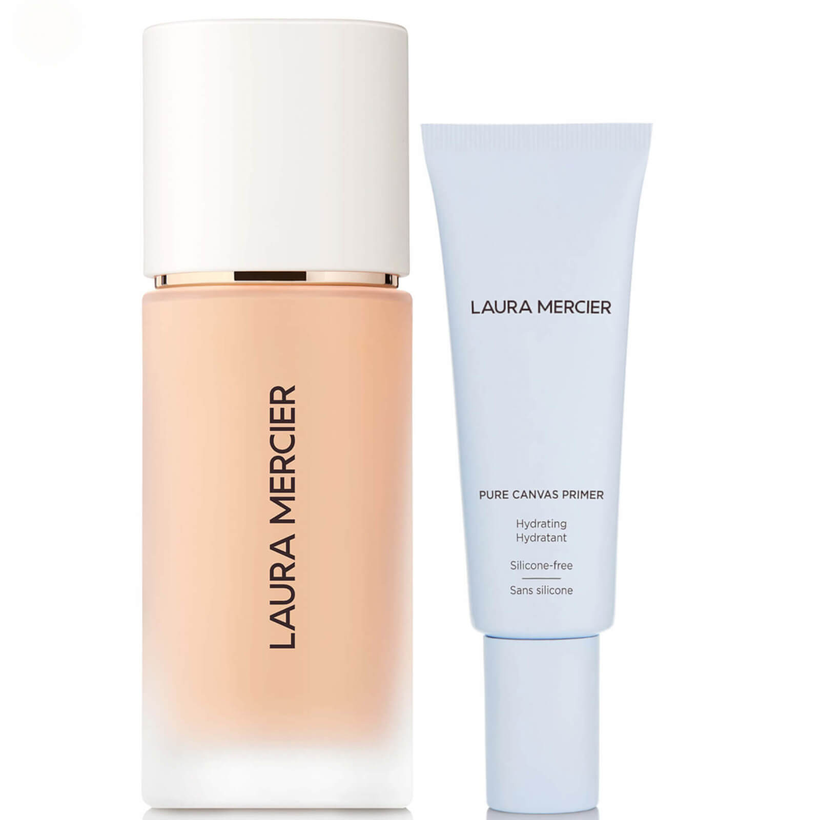 Laura Mercier Real Flawless Foundation and Pure Canvas Hydrating Primer Bundle (Various Shades) - Ch