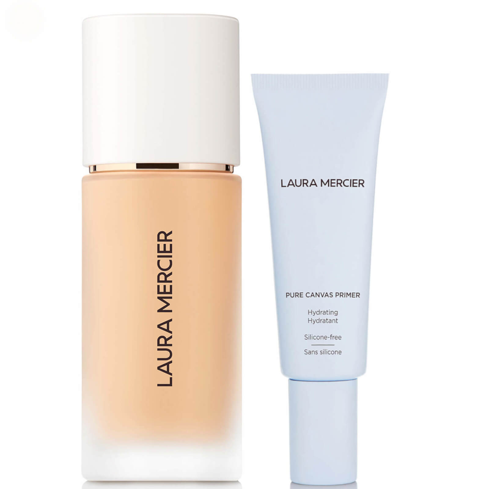 Laura Mercier Real Flawless Foundation and Pure Canvas Hydrating Primer Bundle (Various Shades) - 1W