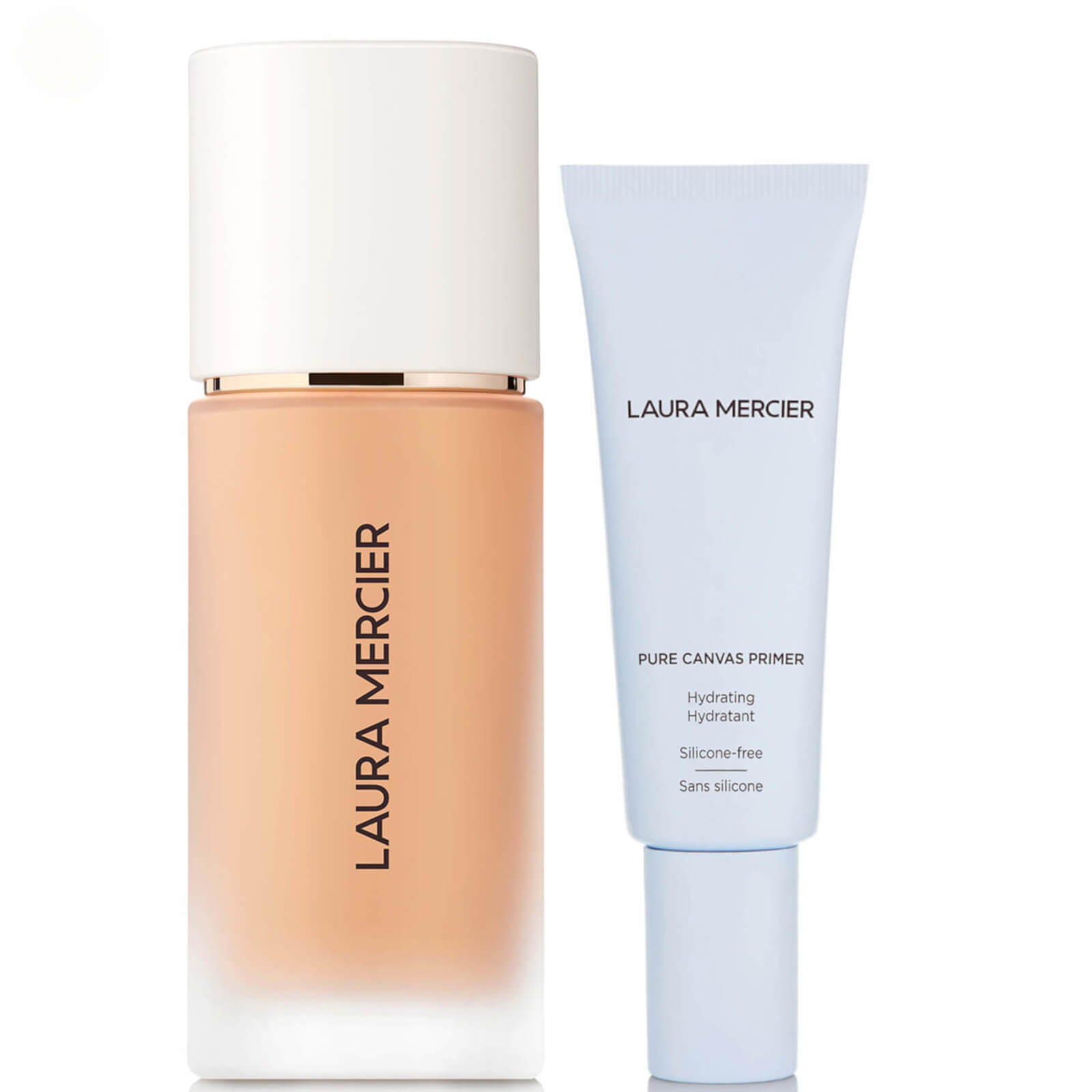 Laura Mercier Real Flawless Foundation and Pure Canvas Hydrating Primer Bundle (Various Shades) - 2N2 Linen