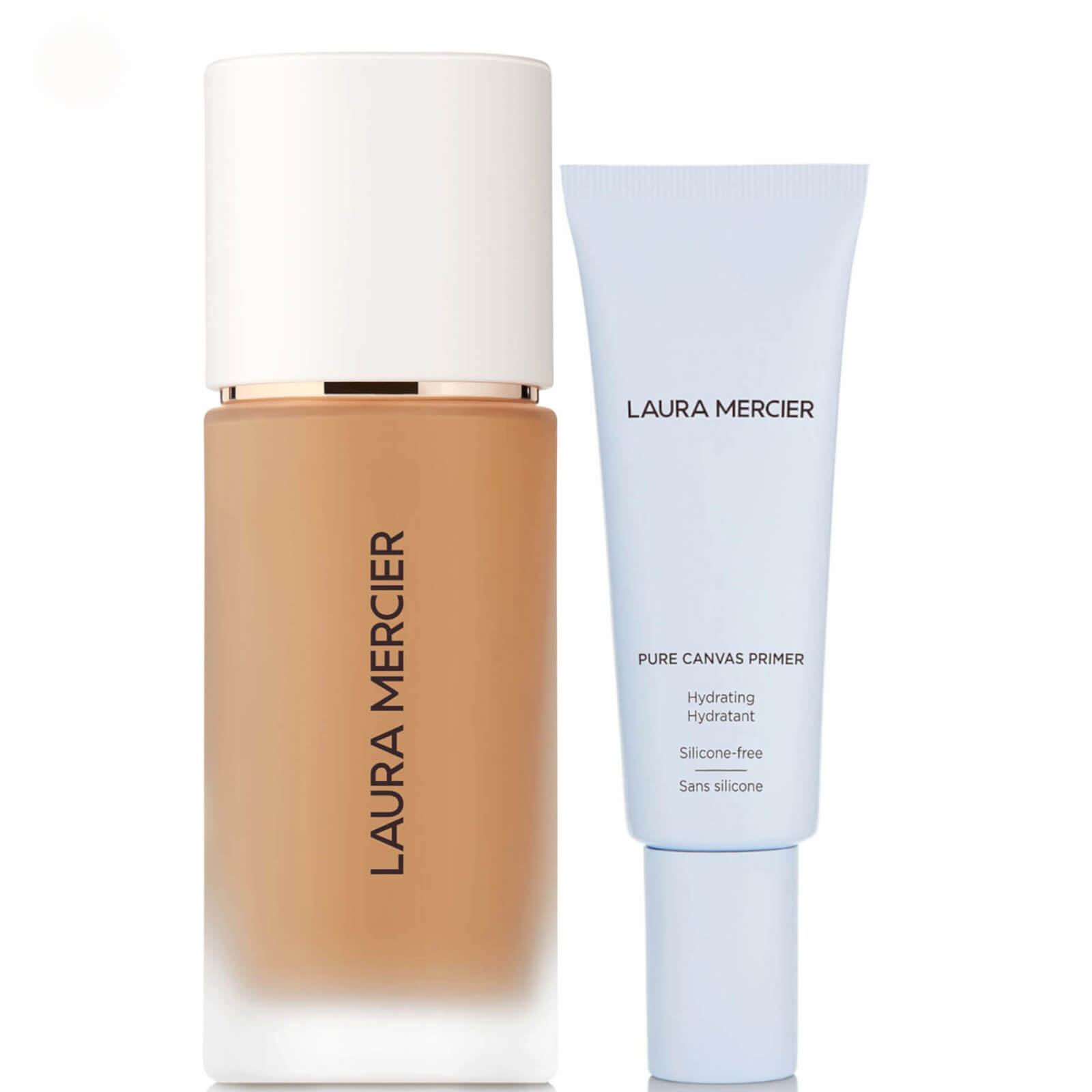 Laura Mercier Real Flawless Foundation and Pure Canvas Hydrating Primer Bundle (Various Shades) - 4W