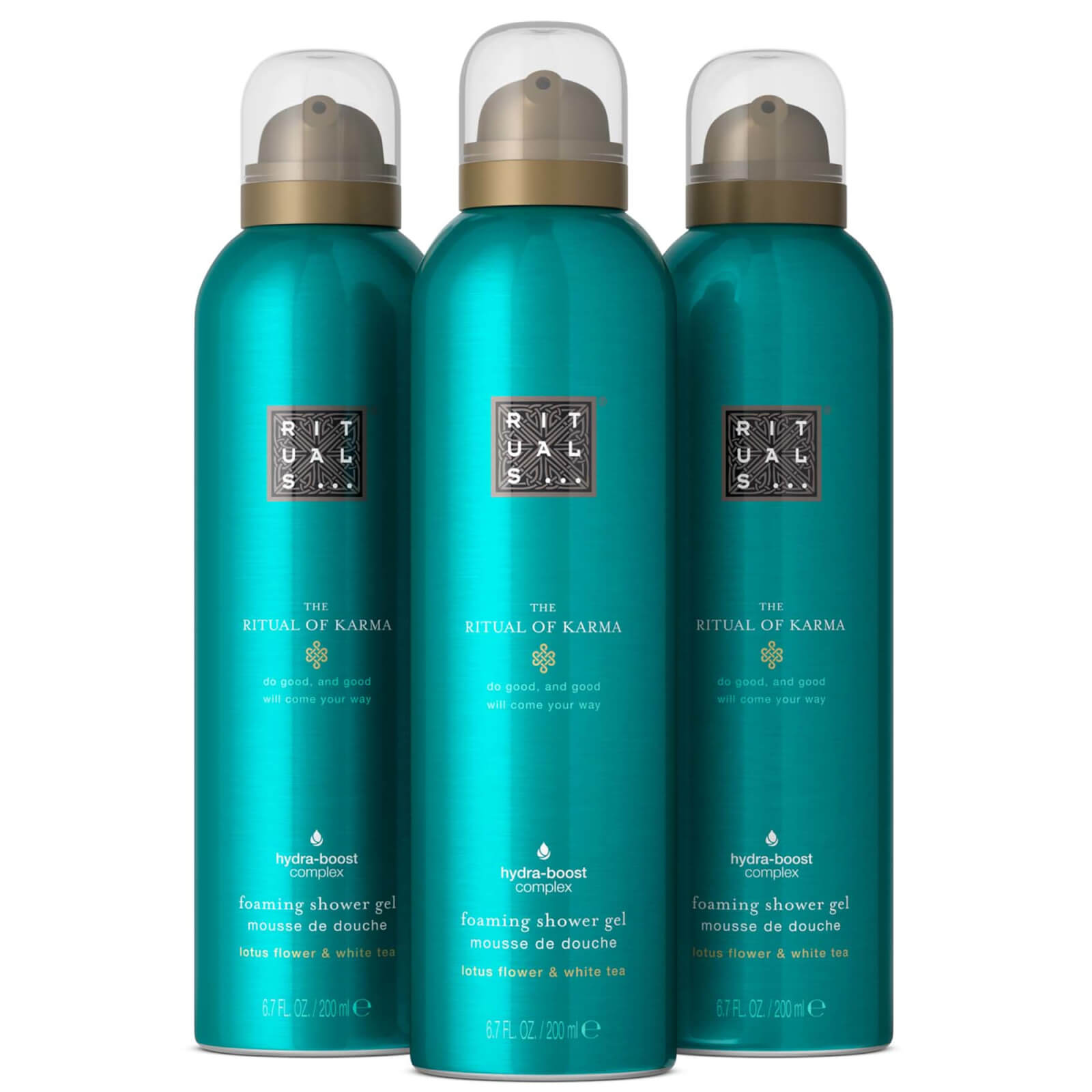 Rituals The Ritual of Karma Delicately Sweet Lotus & White Tea Foaming Body Wash Value Pack 3 x 200ml